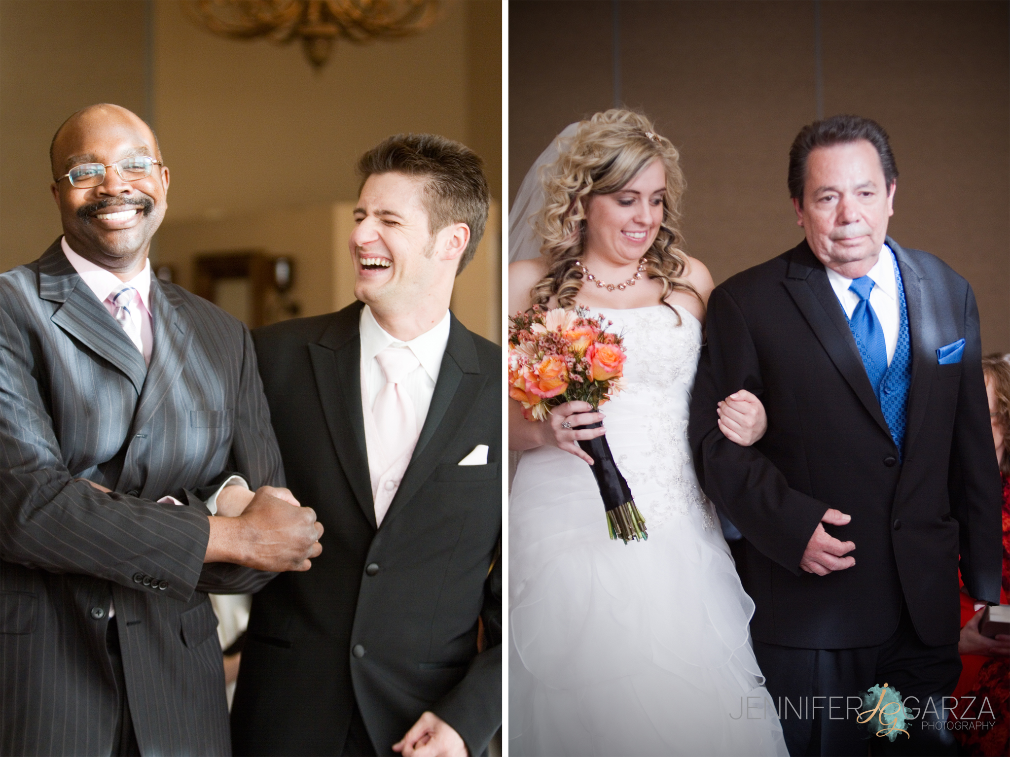 Groom walking down the aisle with the officiant. Bride walking down the aisle with her father. Annie & Tom’s Stonebrook Manor Event Center Wedding by Colorado Wedding Photographer, Jennifer Garza. Colorado Wedding Photographer, Denver Wedding Photographer, Colorado Wedding Photos, Denver Wedding Photos, Colorado Bride, Denver Bride, Stonebrook Manor Wedding, Stonebrook Manor, Rocky Mountain Bride, Couture Colorado