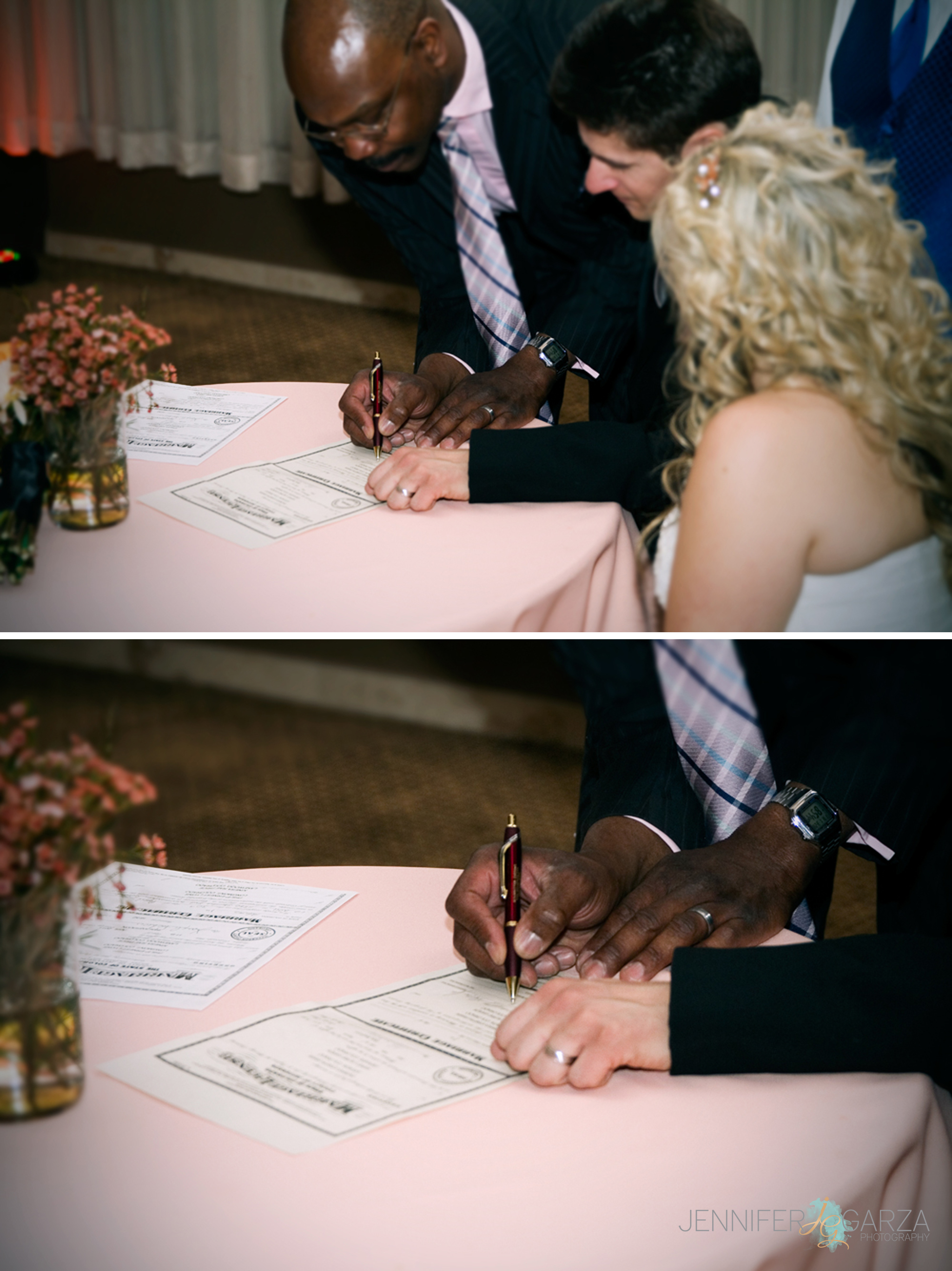 Bride & Groom signing their marriage license during the wedding reception. Annie & Tom’s Stonebrook Manor Event Center Wedding by Colorado Wedding Photographer, Jennifer Garza. Colorado Wedding Photographer, Denver Wedding Photographer, Colorado Wedding Photos, Denver Wedding Photos, Colorado Bride, Denver Bride, Stonebrook Manor Wedding, Stonebrook Manor, Rocky Mountain Bride, Couture Colorado