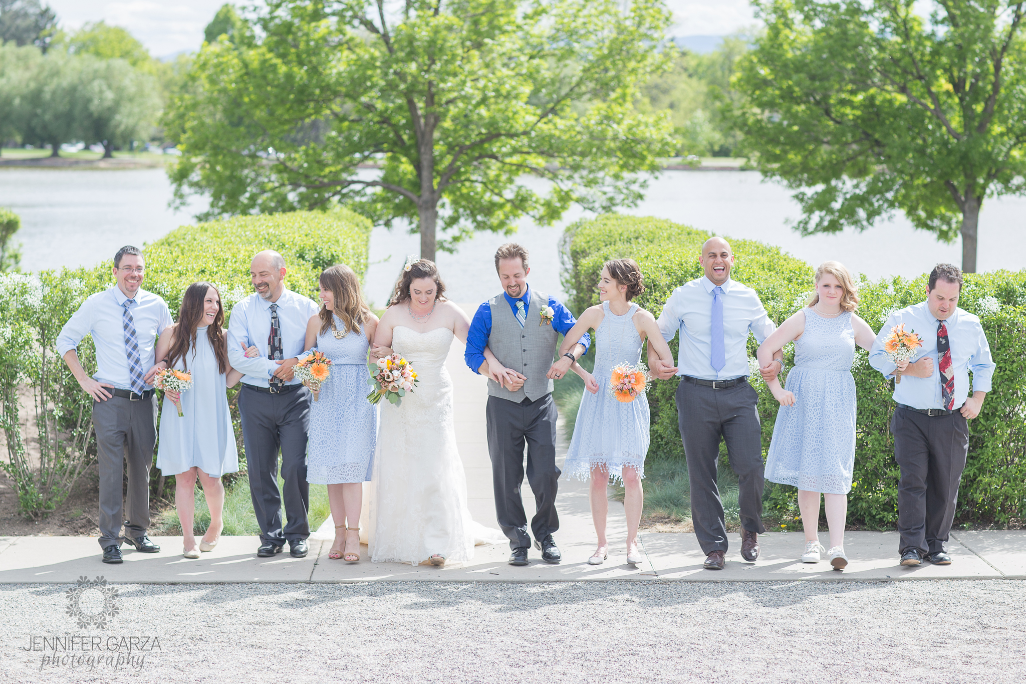 Bridal Party Photos during a summer wedding ceremony in the park. Rachael & Wes' Wash Park and Irish Rover Pub Denver Wedding by Colorado Wedding Photographer, Jennifer Garza. Colorado Wedding Photographer, Denver Wedding Photographer, Colorado Wedding Photos, Denver Wedding Photos, Colorado Bride, Denver Bride, Wash Park Wedding, Wash Park, Irish Rover Pub, Irish Rover Pub Wedding, Pub Wedding, Park Wedding