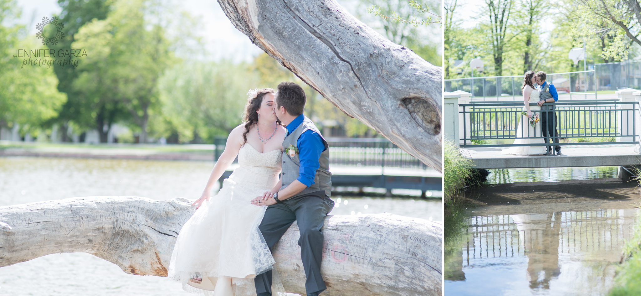 Romantic Couple's Portraits near the lake during a summer wedding ceremony in the park. Rachael & Wes' Wash Park and Irish Rover Pub Denver Wedding by Colorado Wedding Photographer, Jennifer Garza. Colorado Wedding Photographer, Denver Wedding Photographer, Colorado Wedding Photos, Denver Wedding Photos, Colorado Bride, Denver Bride, Wash Park Wedding, Wash Park, Irish Rover Pub, Irish Rover Pub Wedding, Pub Wedding, Park Wedding