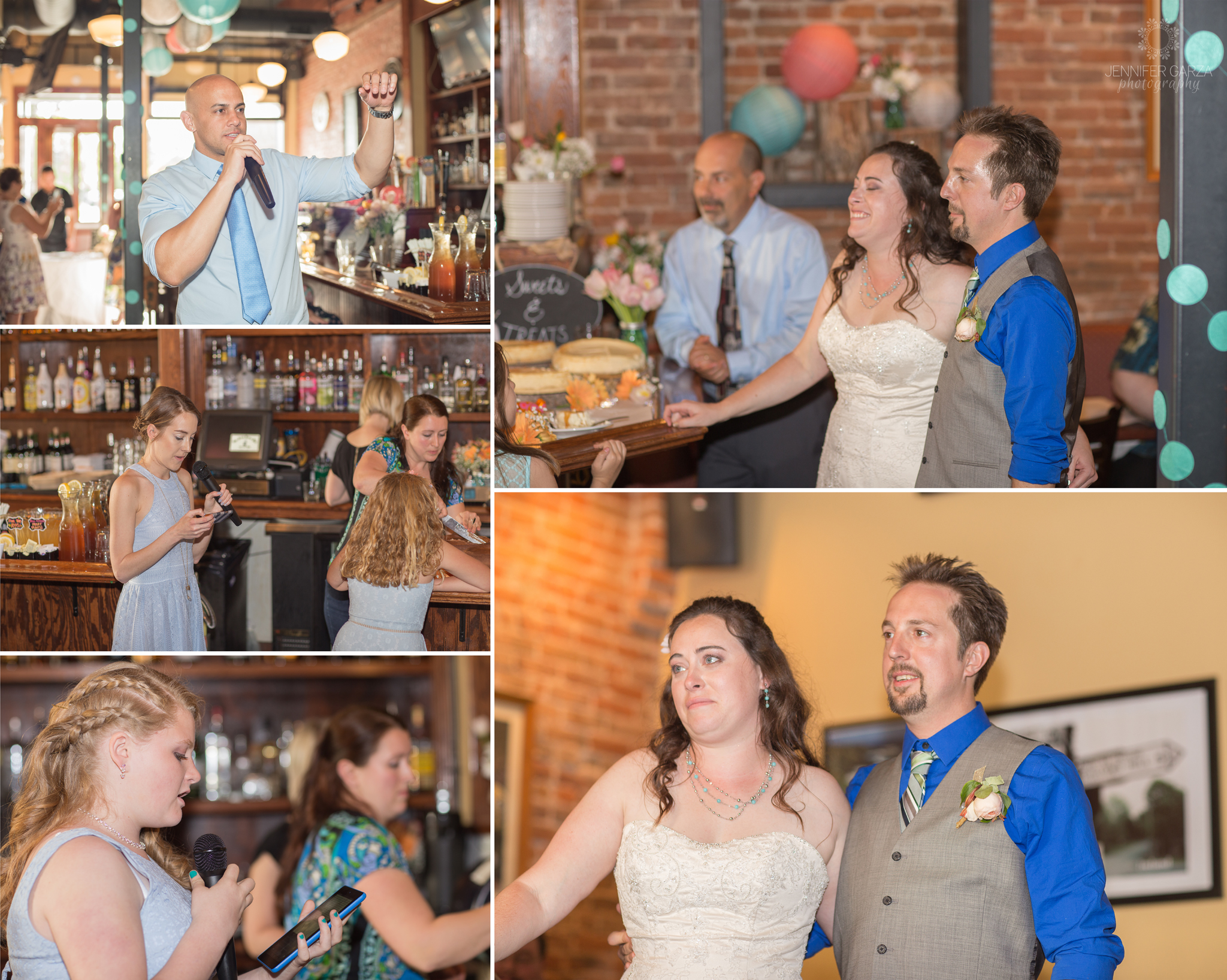 Best Man and Maid of Honor speeches during a summer wedding at a pub. Rachael & Wes' Wash Park and Irish Rover Pub Denver Wedding by Colorado Wedding Photographer, Jennifer Garza. Colorado Wedding Photographer, Denver Wedding Photographer, Colorado Wedding Photos, Denver Wedding Photos, Colorado Bride, Denver Bride, Wash Park Wedding, Wash Park, Irish Rover Pub, Irish Rover Pub Wedding, Pub Wedding, Park Wedding