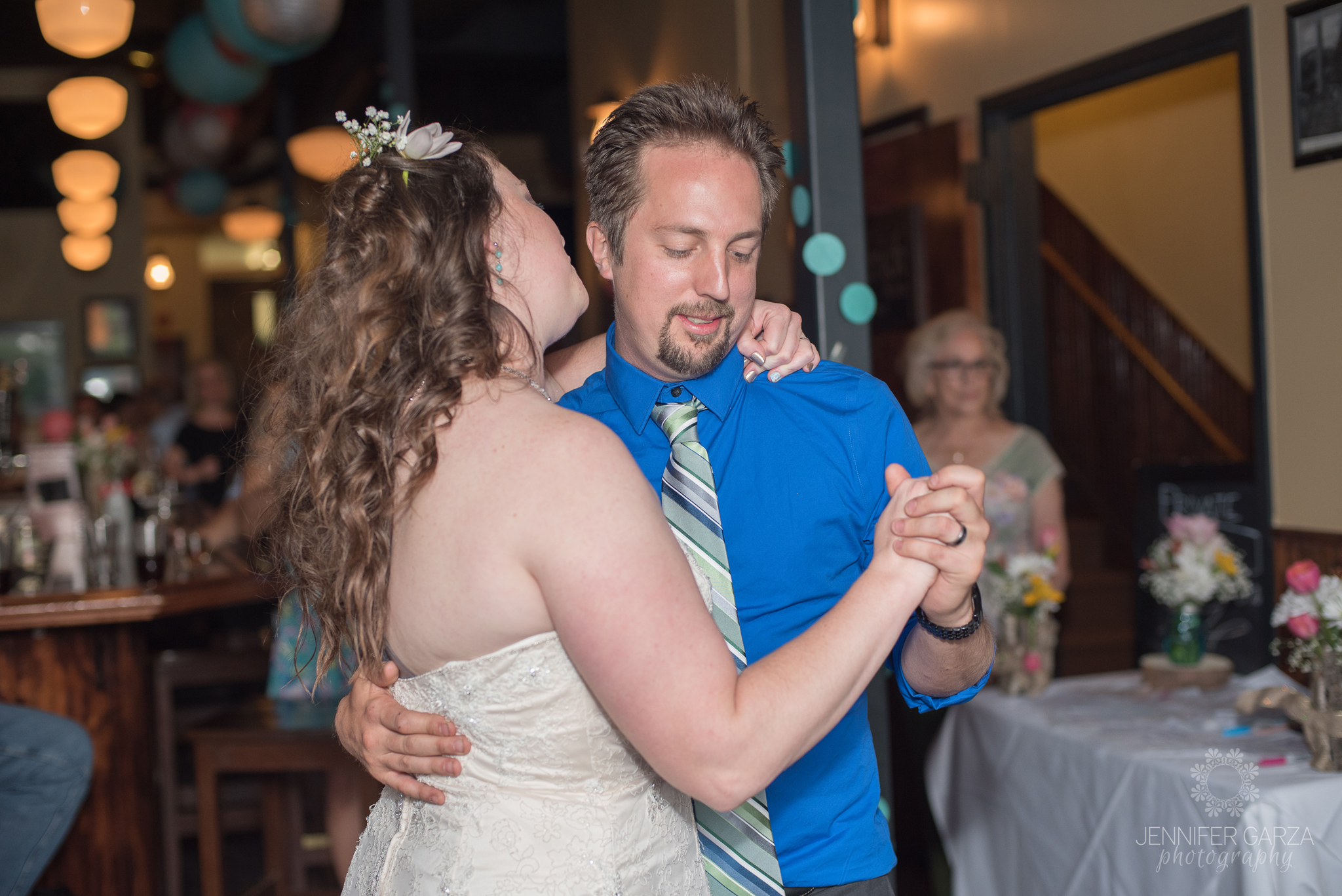 Bride & Groom's First Dance during a summer wedding at a pub. Rachael & Wes' Wash Park and Irish Rover Pub Denver Wedding by Colorado Wedding Photographer, Jennifer Garza. Colorado Wedding Photographer, Denver Wedding Photographer, Colorado Wedding Photos, Denver Wedding Photos, Colorado Bride, Denver Bride, Wash Park Wedding, Wash Park, Irish Rover Pub, Irish Rover Pub Wedding, Pub Wedding, Park Wedding