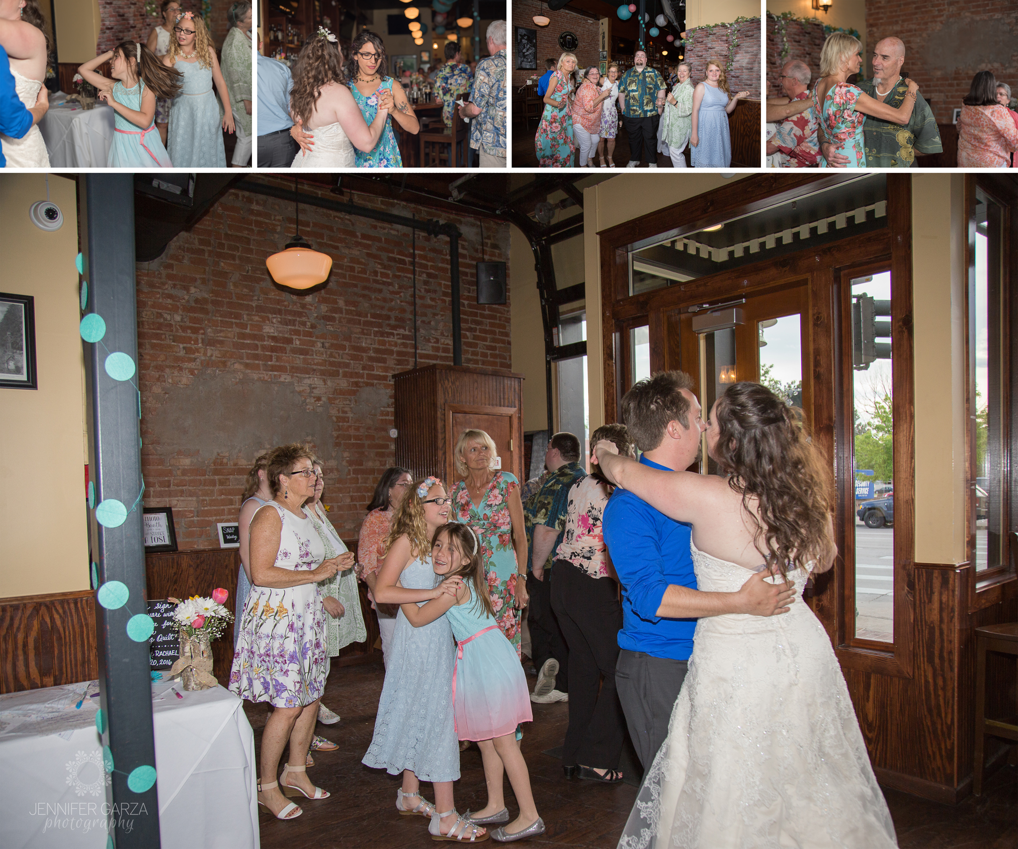 Guest's dancing during a summer wedding at a pub. Rachael & Wes' Wash Park and Irish Rover Pub Denver Wedding by Colorado Wedding Photographer, Jennifer Garza. Colorado Wedding Photographer, Denver Wedding Photographer, Colorado Wedding Photos, Denver Wedding Photos, Colorado Bride, Denver Bride, Wash Park Wedding, Wash Park, Irish Rover Pub, Irish Rover Pub Wedding, Pub Wedding, Park Wedding