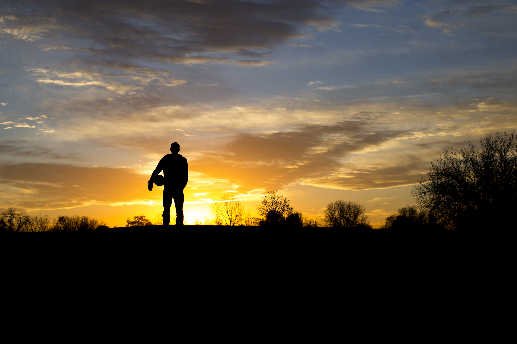 RiNo District, Denver, Colorado Senior Photographer - Manny's Silhouette with Soccer Ball