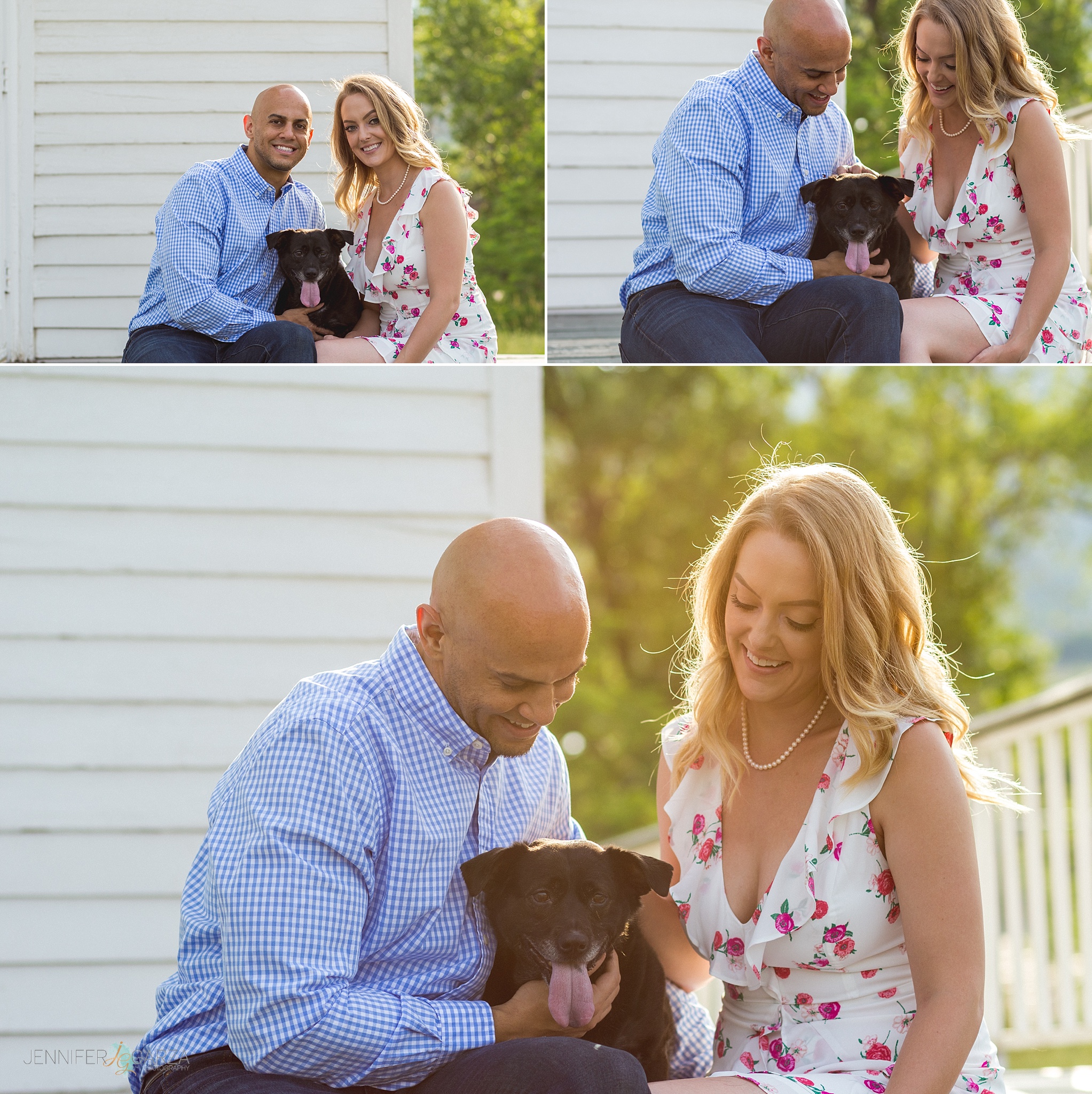 Kyley & Brian's Engagement Session with their pup at Clear Creek History Park. Photographed by Jennifer Garza Photography.