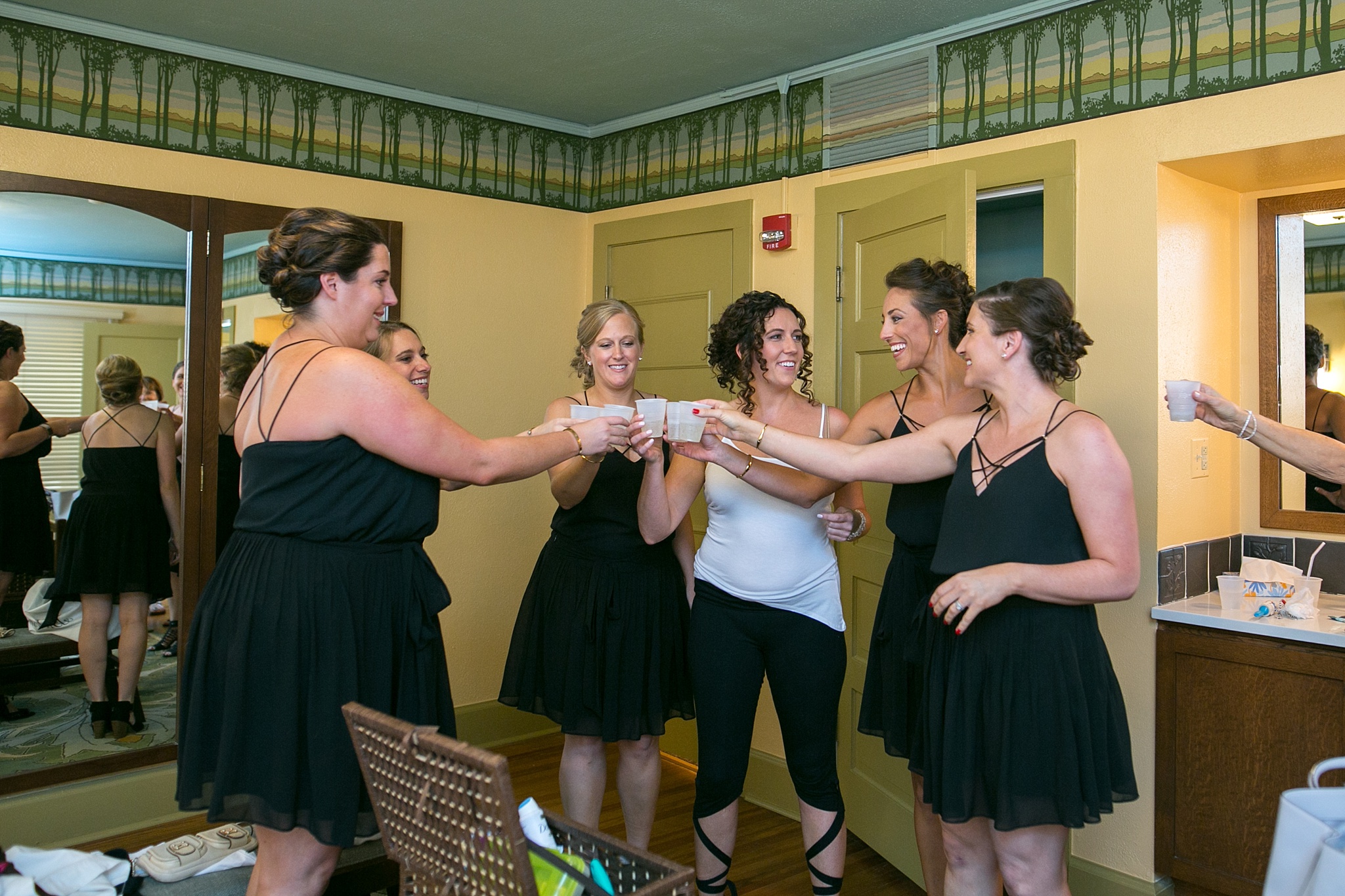 Bride & Bridesmaids toasting with champagne. Kellie & Brian’s Colorado Mountain Wedding at the historic Boettcher Mansion by Colorado Wedding Photographer, Jennifer Garza. Colorado Wedding Photographer, Colorado Wedding Photography, Colorado Mountain Wedding Photographer, Colorado Mountain Wedding, Mountain Wedding Photographer, Boettcher Mansion Wedding Photographer, Boettcher Mansion Wedding, Mountain Wedding, Lookout Mountain Wedding Photographer, Golden Wedding Photographer, Colorado Bride