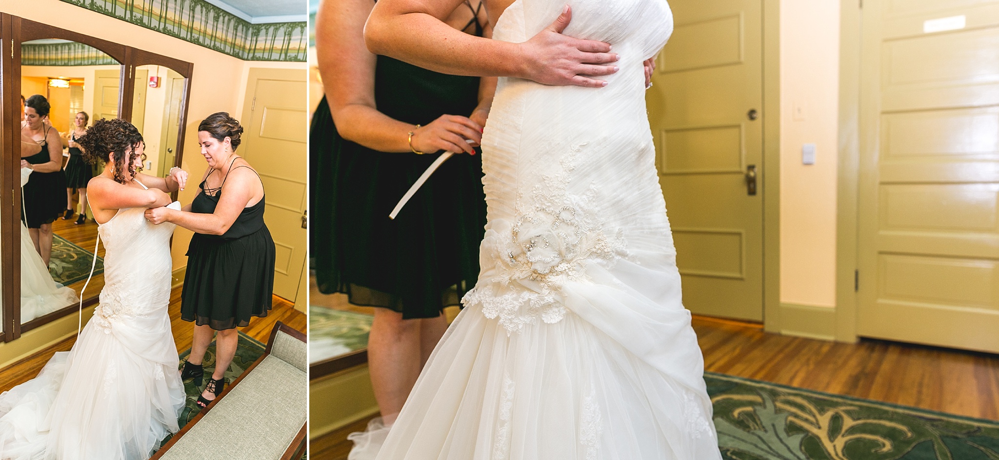 Bride getting her dress on. Kellie & Brian’s Colorado Mountain Wedding at the historic Boettcher Mansion by Colorado Wedding Photographer, Jennifer Garza. Colorado Wedding Photographer, Colorado Wedding Photography, Colorado Mountain Wedding Photographer, Colorado Mountain Wedding, Mountain Wedding Photographer, Boettcher Mansion Wedding Photographer, Boettcher Mansion Wedding, Mountain Wedding, Lookout Mountain Wedding Photographer, Golden Wedding Photographer, Colorado Bride