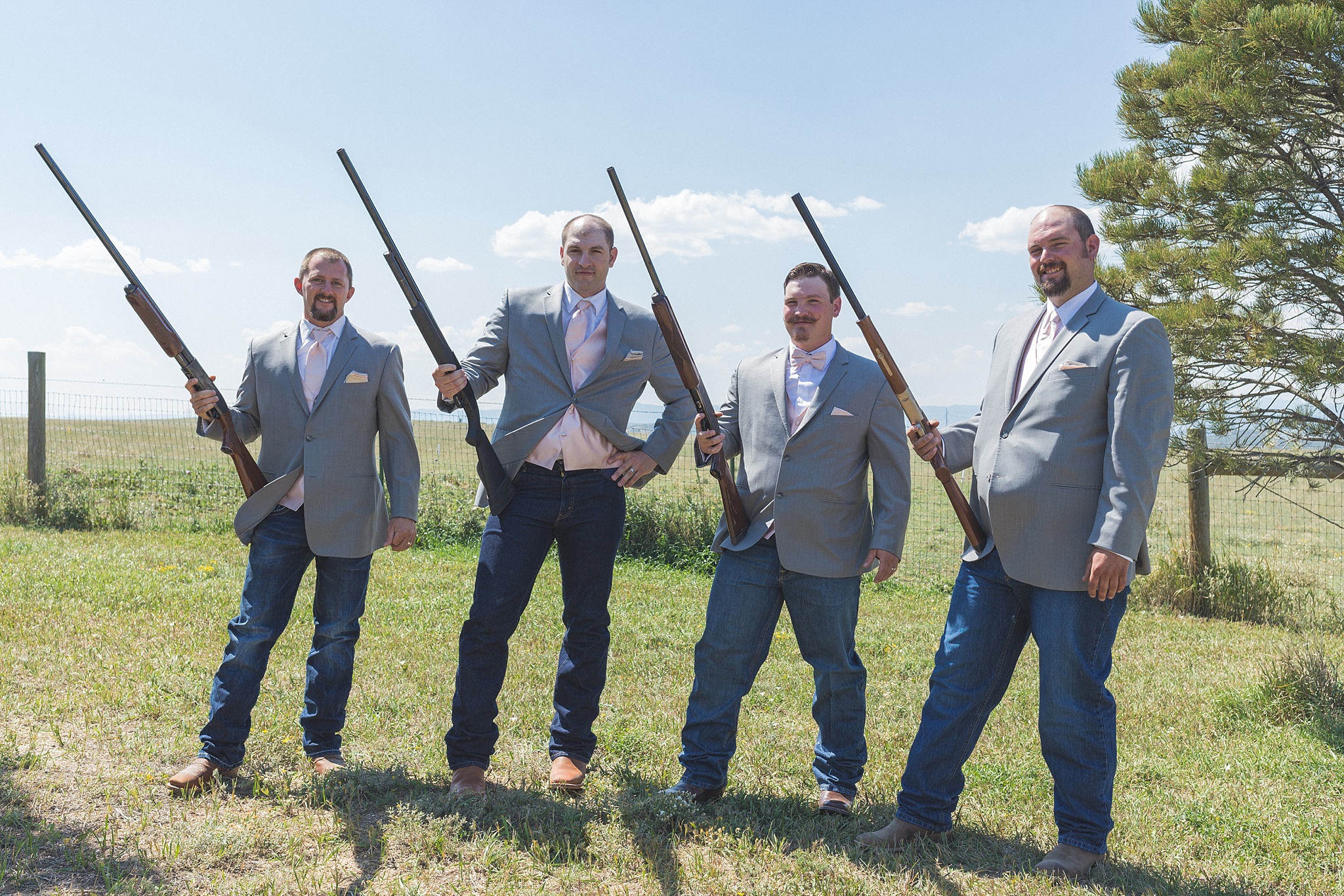 Groom & Groomsmen holding shotguns. Katie & Jake’s Castle Rock Wedding at the Douglas County Fairgrounds by Colorado Wedding Photographer, Jennifer Garza. Colorado Wedding Photographer, Colorado Wedding Photography, Douglas County Fairgrounds Wedding Photography, Castle Rock Wedding Photography, Castle Rock Wedding Photographer, Colorado Wedding Photography, Colorado Wedding Photographer, Colorado Wedding, Rustic Wedding, Colorado Bride, Rocky Mountain Bride