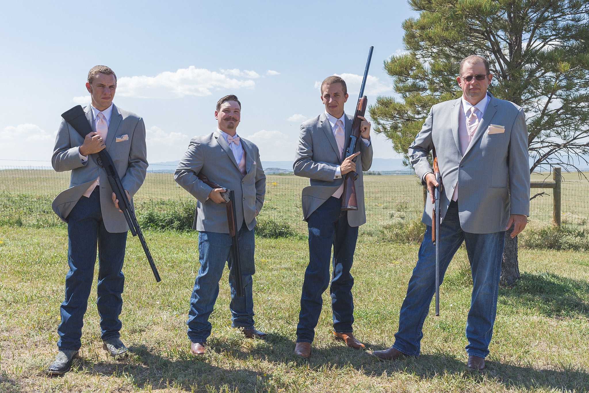 Groom & Groomsmen holding shotguns. Katie & Jake’s Castle Rock Wedding at the Douglas County Fairgrounds by Colorado Wedding Photographer, Jennifer Garza. Colorado Wedding Photographer, Colorado Wedding Photography, Douglas County Fairgrounds Wedding Photography, Castle Rock Wedding Photography, Castle Rock Wedding Photographer, Colorado Wedding Photography, Colorado Wedding Photographer, Colorado Wedding, Rustic Wedding, Colorado Bride, Rocky Mountain Bride