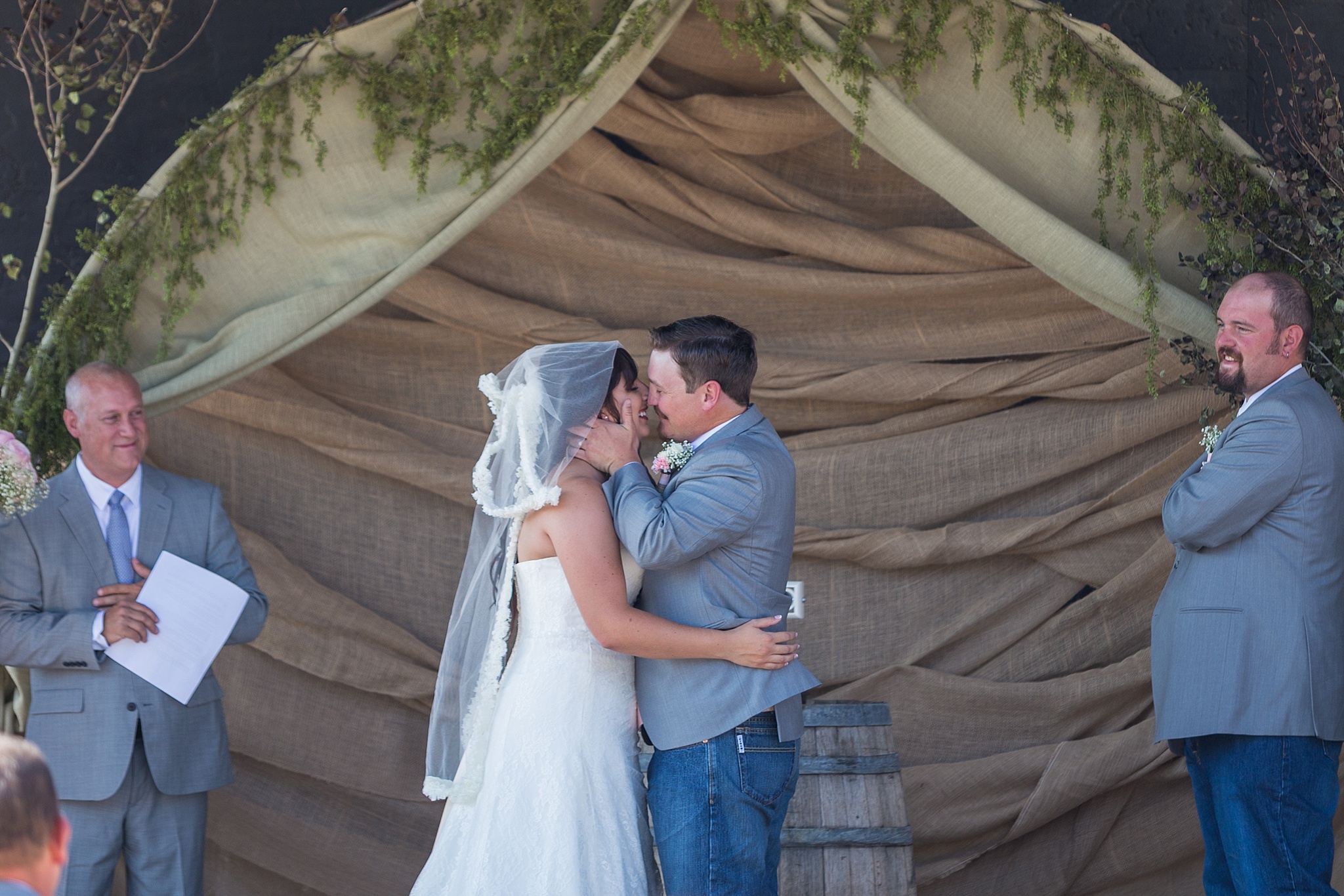 Bride & Groom’s first kiss. Katie & Jake’s Castle Rock Wedding at the Douglas County Fairgrounds by Colorado Wedding Photographer, Jennifer Garza. Colorado Wedding Photographer, Colorado Wedding Photography, Douglas County Fairgrounds Wedding Photography, Castle Rock Wedding Photography, Castle Rock Wedding Photographer, Colorado Wedding Photography, Colorado Wedding Photographer, Colorado Wedding, Rustic Wedding, Colorado Bride, Rocky Mountain Bride