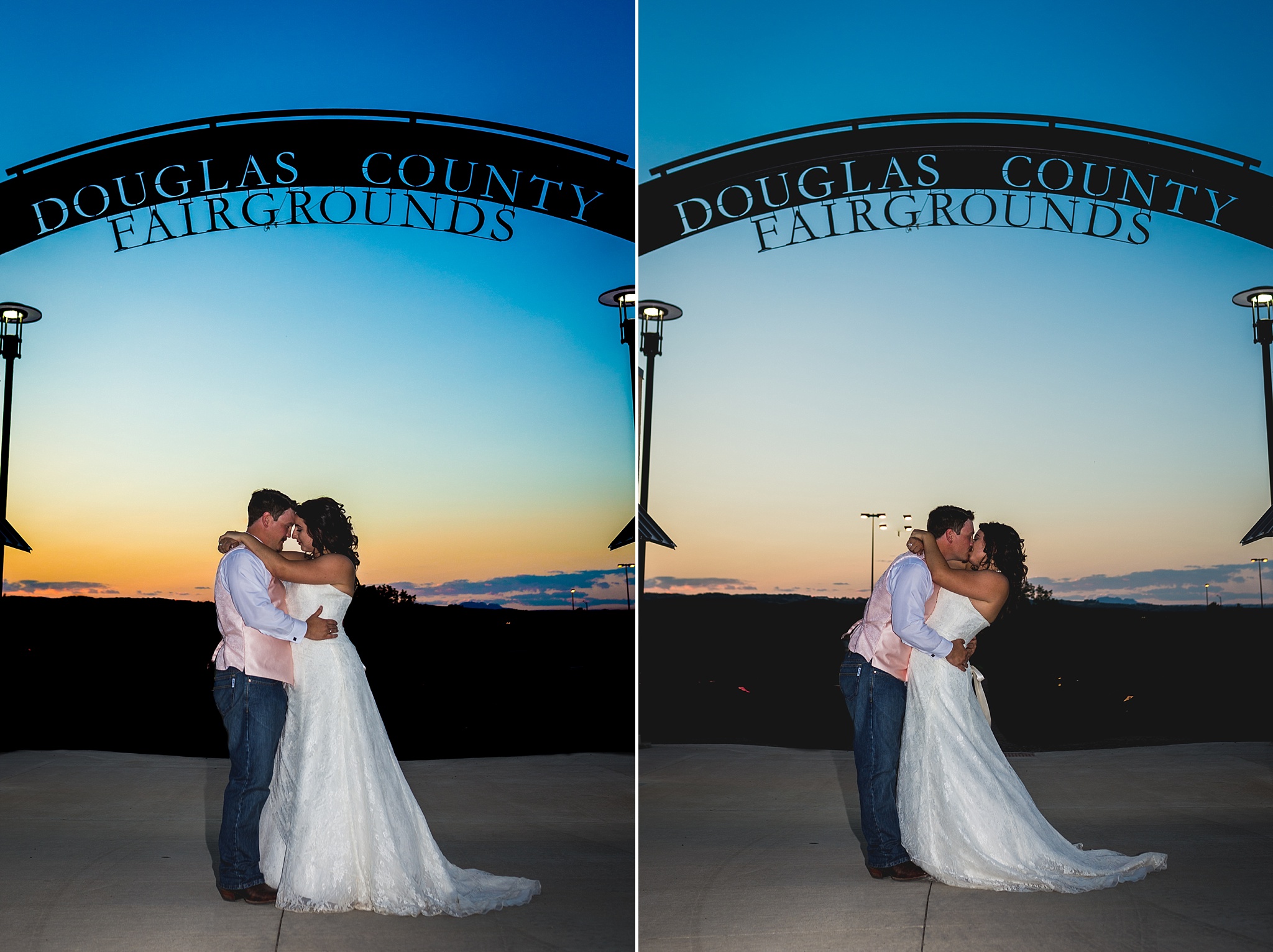 Bride & Groom sunset photos under the fairgrounds sign. Katie & Jake’s Castle Rock Wedding at the Douglas County Fairgrounds by Colorado Wedding Photographer, Jennifer Garza. Colorado Wedding Photographer, Colorado Wedding Photography, Douglas County Fairgrounds Wedding Photography, Castle Rock Wedding Photography, Castle Rock Wedding Photographer, Colorado Wedding Photography, Colorado Wedding Photographer, Colorado Wedding, Rustic Wedding, Colorado Bride, Rocky Mountain Bride