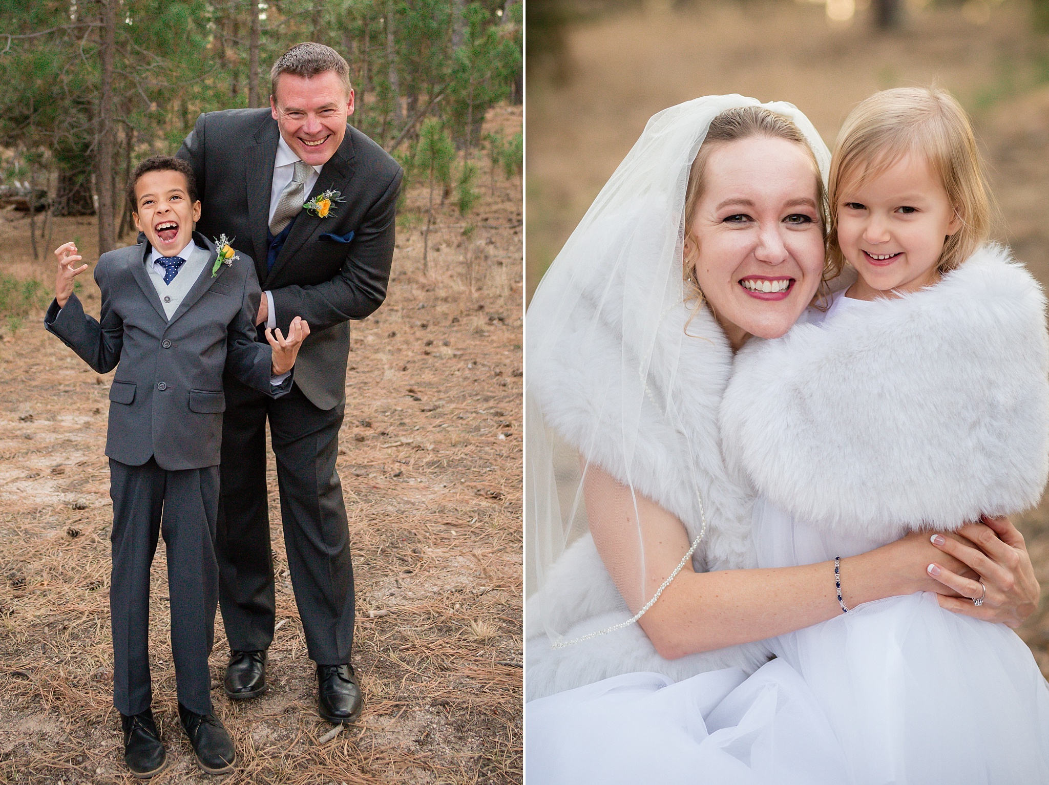 Groom with Ring Bearer and Bride with Flower Girl. Sheri & Damon's Colorado Springs Wedgewood Black Forest Wedding by Colorado Wedding Photographer, Jennifer Garza. Colorado Wedding Photographer, Colorado Wedding Photography, Colorado Springs Wedding Photographer, Colorado Springs Wedding Photography, Wedgewood Weddings, Wedgewood Weddings Black Forest, Wedgewood Black Forest, Colorado Wedding, Mountain Wedding, Rocky Mountain Bride, Colorado Bride