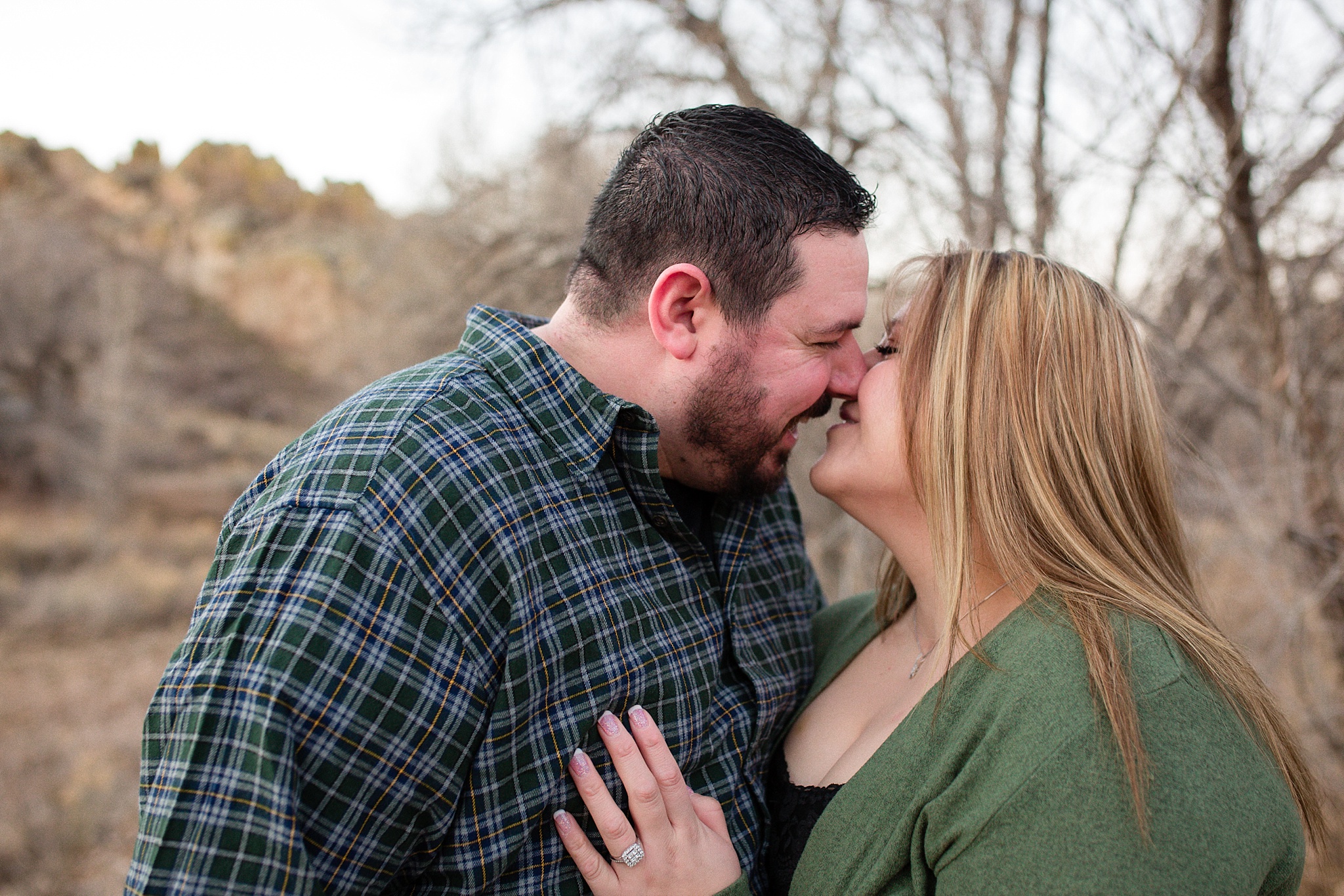 Couple kissing during their Devil’s Backbone engagement session. Briana & Kevin’s Devil’s Backbone and Sweetheart Lanes Engagement Session by Colorado Engagement Photographer, Jennifer Garza. Devil's Backbone Engagement, Devil's Backbone Engagement Session, Loveland Engagement Session, Colorado Engagement Photography, Colorado Engagement Photos, Sweetheart Lanes Bowling Alley, Bowling Alley Engagement, Bowling Engagement Session, Bowling Engagement Photography, Wedding Inspo, Colorado Wedding, Colorado Bride, Brides of Colorado, Bride to Be, Couples Goals