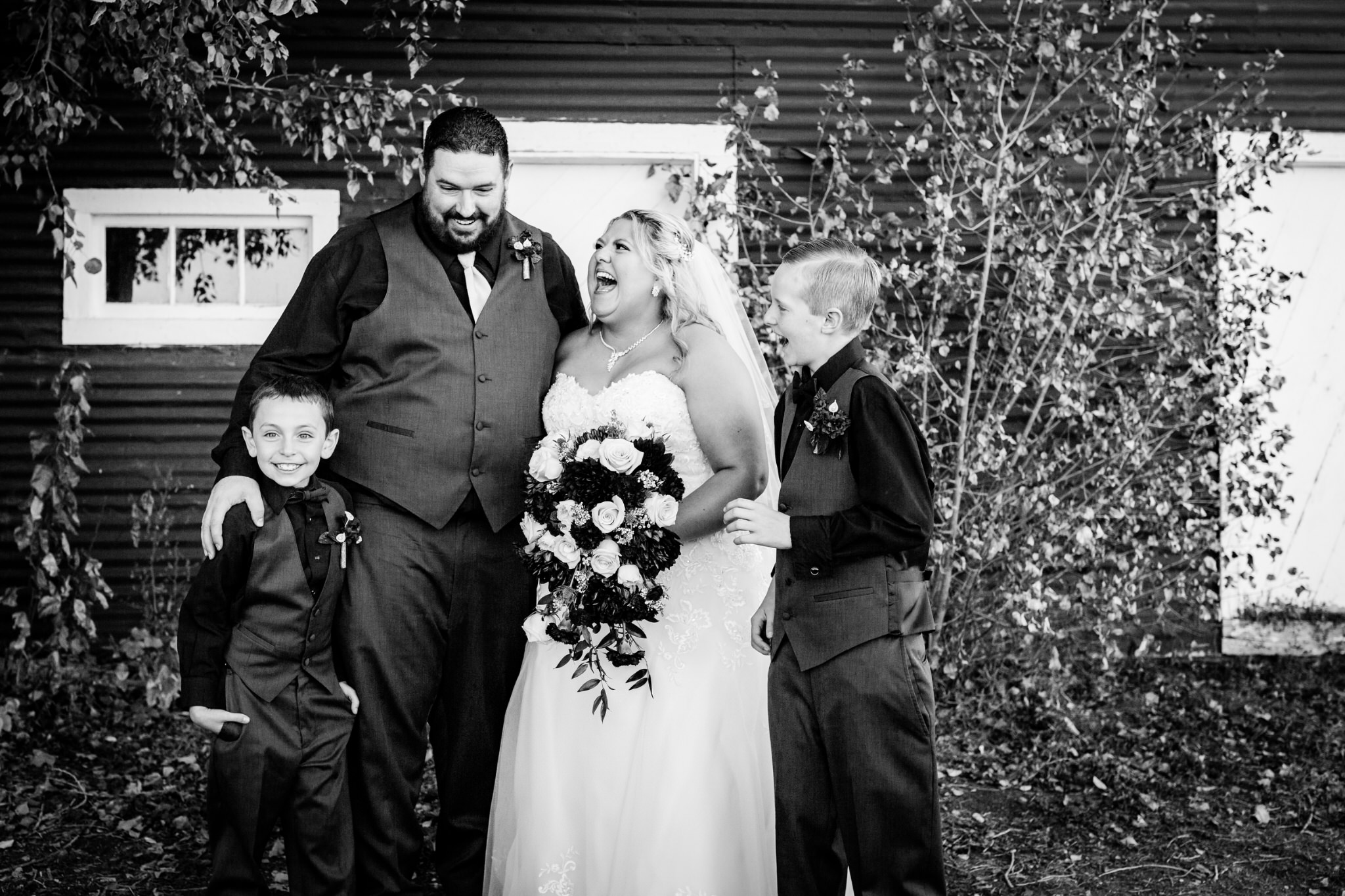 A fun photo of the bride, groom, and their children after the wedding. Briana and Kevin's Terry Bison Ranch Wedding by Wyoming Wedding Photographer Jennifer Garza, Wyoming Wedding, Wyoming Wedding Photographer, Wyoming Engagement Photographer, Wyoming Bride, Couples Goals, Wyoming Wedding, Wedding Photographer, Wyoming Photographer, Wyoming Wedding Photography, Wedding Inspiration, Destination Wedding Photographer, Fall Wedding, Ranch Wedding, Rustic Wedding Inspiration, Wedding Dress Inspo