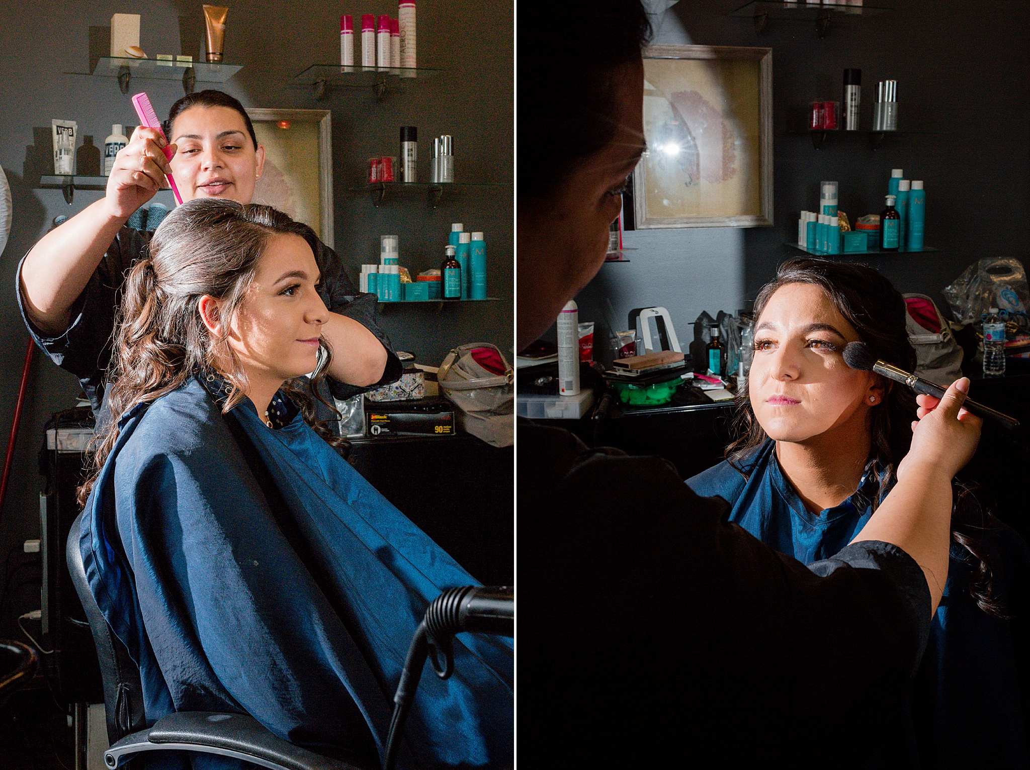 Bride getting ready at a salon. Tania & Chris' Denver Wedding at the Wedgewood Ken Caryl by Colorado Wedding Photography, Jennifer Garza. Colorado Wedding Photographer, Colorado Wedding Photography, Denver Wedding Photographer, Denver Wedding Photography, US Marine Corp Wedding, US Marine Corp, Military Wedding, US Marines, Wedgewood Weddings, Wedgewood Weddings Ken Caryl, Colorado Wedding, Denver Wedding, Wedding Photographer, Colorado Bride, Brides of Colorado