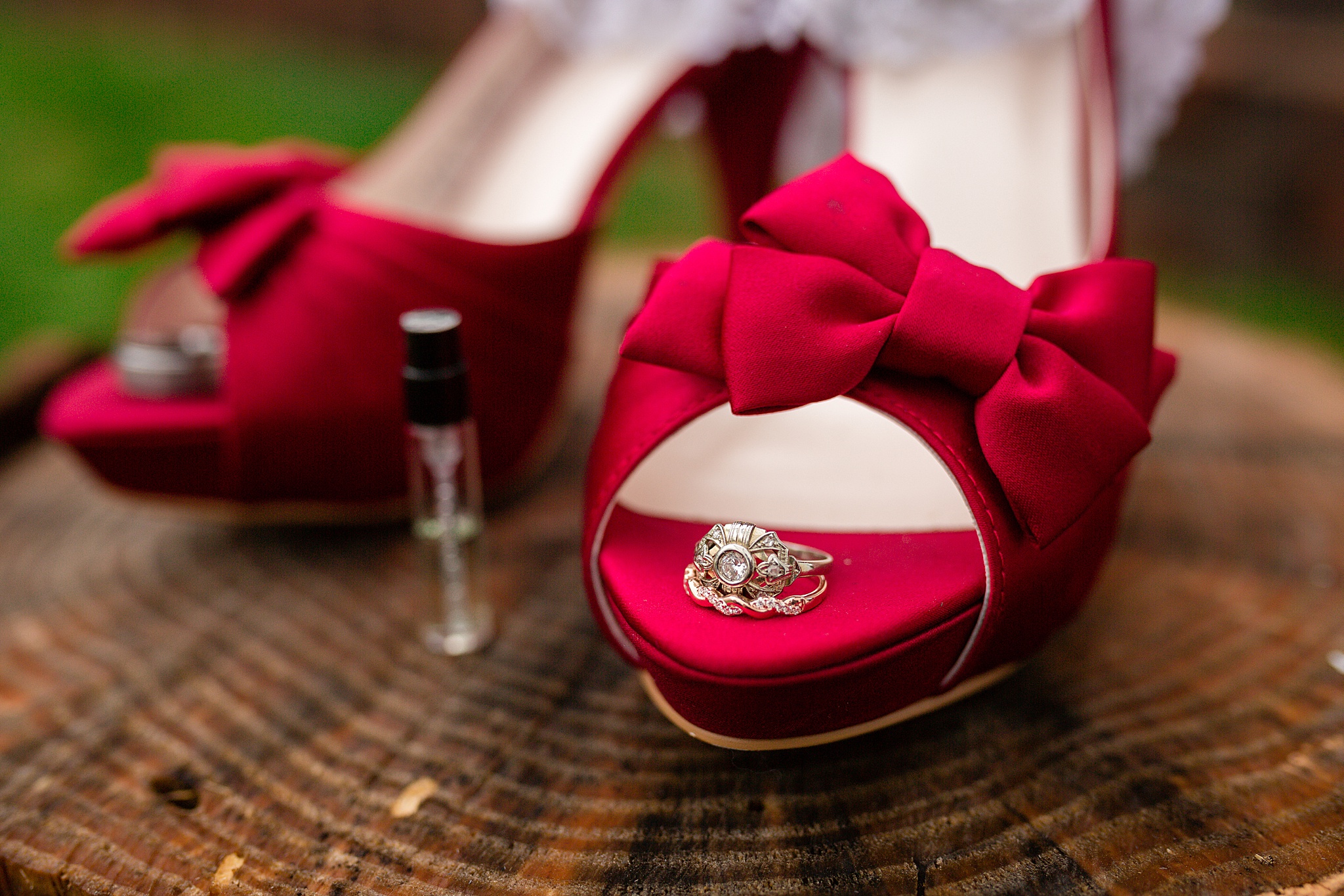 Close-up photo of wedding ring and red high heels. Tania & Chris' Denver Wedding at the Wedgewood Ken Caryl by Colorado Wedding Photography, Jennifer Garza. Colorado Wedding Photographer, Colorado Wedding Photography, Denver Wedding Photographer, Denver Wedding Photography, US Marine Corp Wedding, US Marine Corp, Military Wedding, US Marines, Wedgewood Weddings, Wedgewood Weddings Ken Caryl, Colorado Wedding, Denver Wedding, Wedding Photographer, Colorado Bride, Brides of Colorado