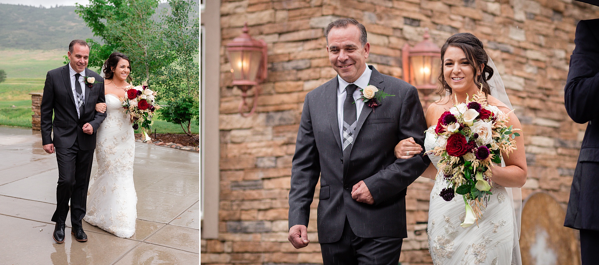 Father & Bride walking down the aisle at a rainy summer wedding. Tania & Chris' Denver Wedding at the Wedgewood Ken Caryl by Colorado Wedding Photography, Jennifer Garza. Colorado Wedding Photographer, Colorado Wedding Photography, Denver Wedding Photographer, Denver Wedding Photography, US Marine Corp Wedding, US Marine Corp, Military Wedding, US Marines, Wedgewood Weddings, Wedgewood Weddings Ken Caryl, Colorado Wedding, Denver Wedding, Wedding Photographer, Colorado Bride, Brides of Colorado