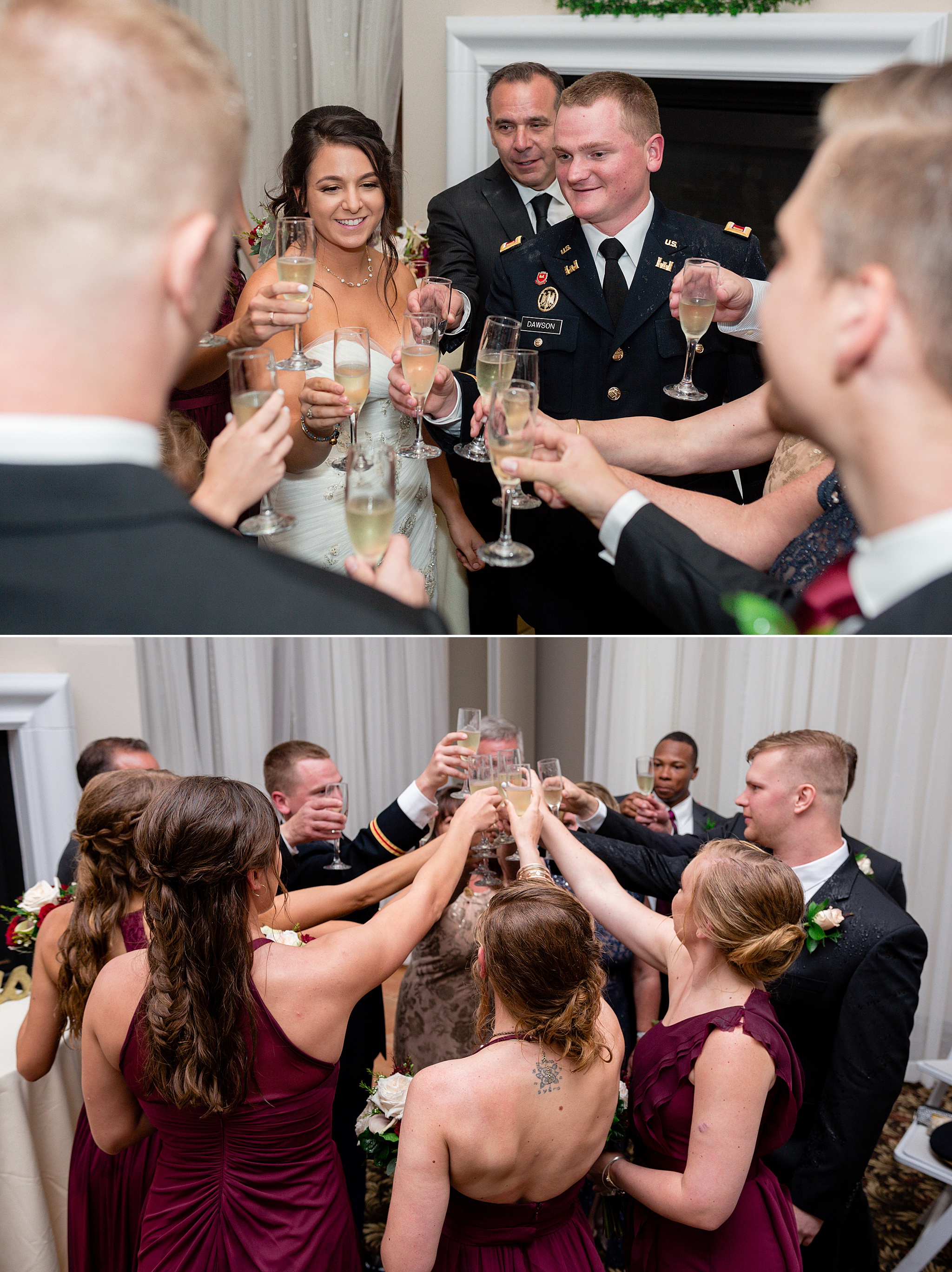 The Bridal Party doing a champagne toast. Tania & Chris' Denver Wedding at the Wedgewood Ken Caryl by Colorado Wedding Photography, Jennifer Garza. Colorado Wedding Photographer, Colorado Wedding Photography, Denver Wedding Photographer, Denver Wedding Photography, US Marine Corp Wedding, US Marine Corp, Military Wedding, US Marines, Wedgewood Weddings, Wedgewood Weddings Ken Caryl, Colorado Wedding, Denver Wedding, Wedding Photographer, Colorado Bride, Brides of Colorado