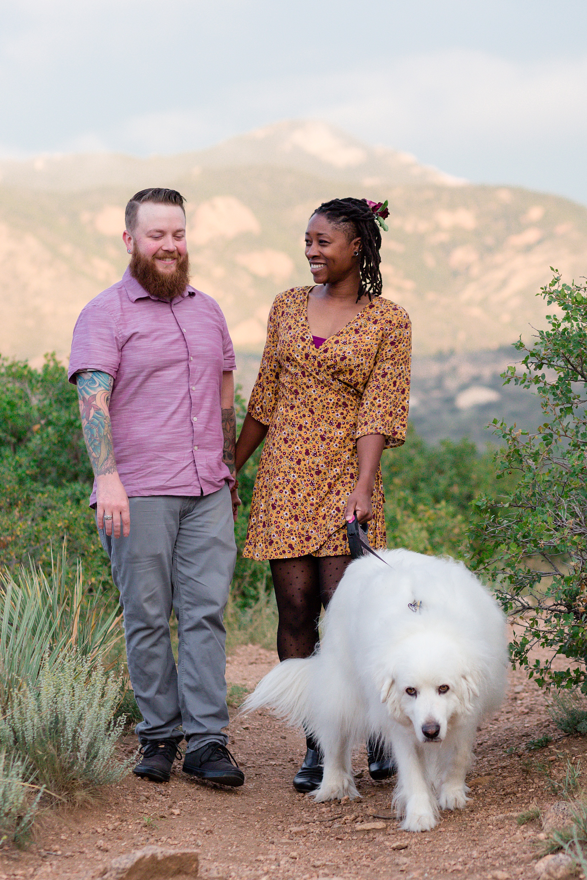 Latrice & Drew's Bear Creek Dog Park & Colorado Springs Engagement Session by Colorado Engagement Photographer, Jennifer Garza. Colorado Engagement Photographer, Colorado Engagement Photography, Colorado Springs Engagement Photographer, Colorado Springs Engagement, Bear Creek Dog Park, Dog Engagement Photos, Dog Park Engagement Session, Engagement Photos, Wedding Inspo, Couples Goals, Rocky Mountain Bride, Colorado Bride