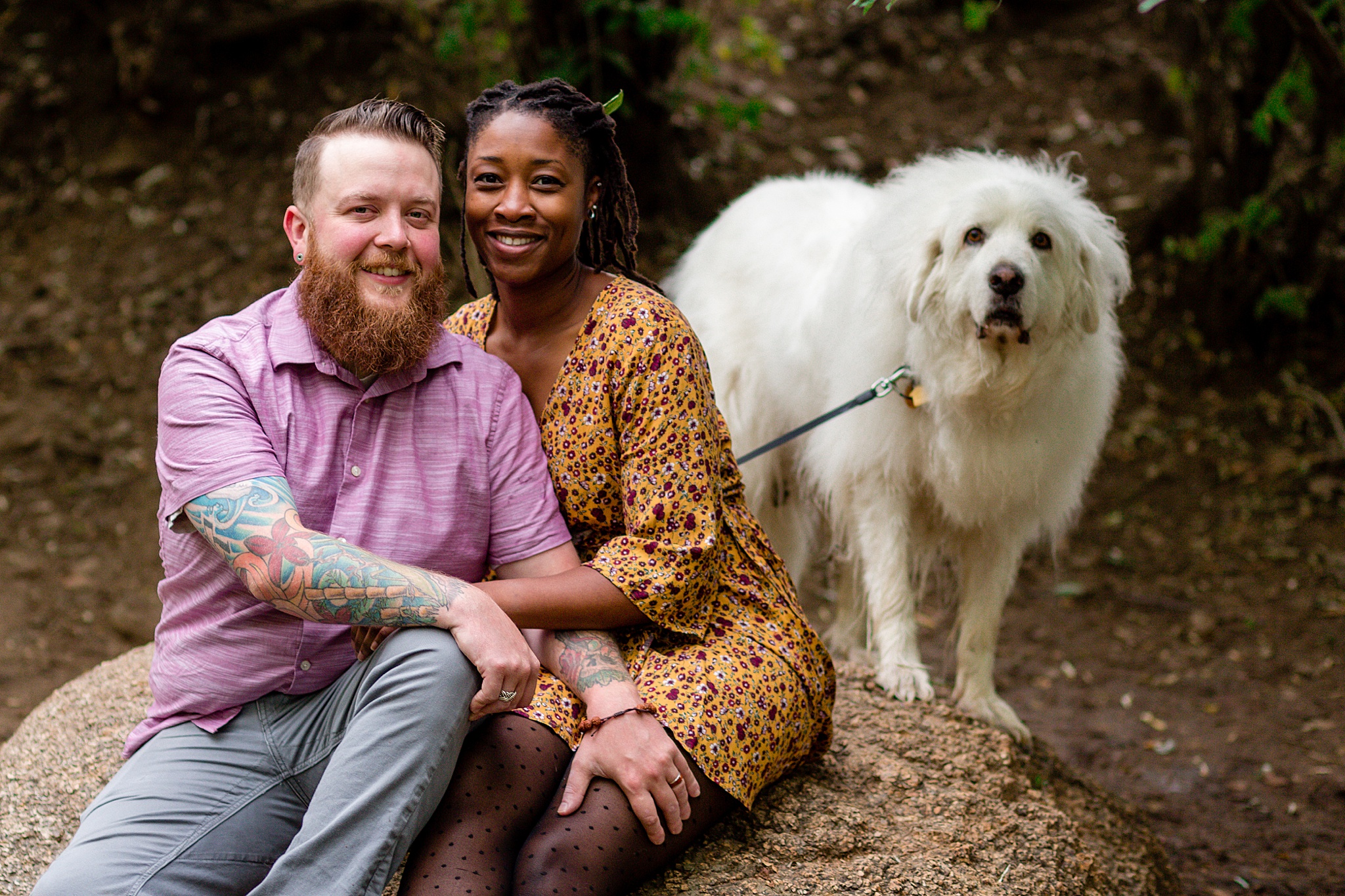 Latrice & Drew's Bear Creek Dog Park & Colorado Springs Engagement Session by Colorado Engagement Photographer, Jennifer Garza. Colorado Engagement Photographer, Colorado Engagement Photography, Colorado Springs Engagement Photographer, Colorado Springs Engagement, Bear Creek Dog Park, Dog Engagement Photos, Dog Park Engagement Session, Engagement Photos, Wedding Inspo, Couples Goals, Rocky Mountain Bride, Colorado Bride