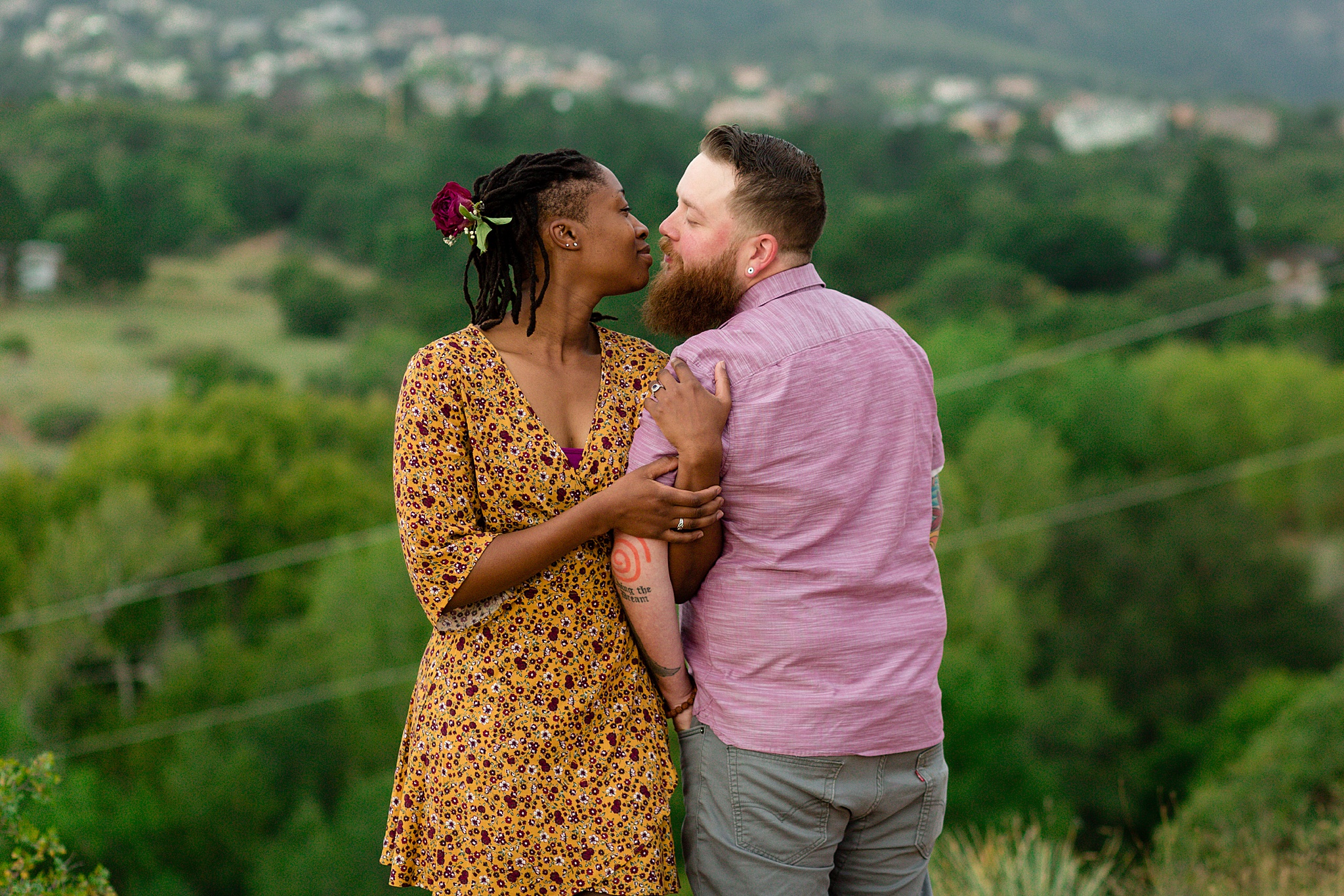 Latrice & Drew's Bear Creek Dog Park & Colorado Springs Engagement Session by Colorado Engagement Photographer, Jennifer Garza. Colorado Engagement Photographer, Colorado Engagement Photography, Colorado Springs Engagement Photographer, Colorado Springs Engagement, Bear Creek Dog Park, Dog Engagement Photos, Dog Park Engagement Session, Engagement Photos, Wedding Inspo, Couples Goals, Rocky Mountain Bride, Colorado Bride