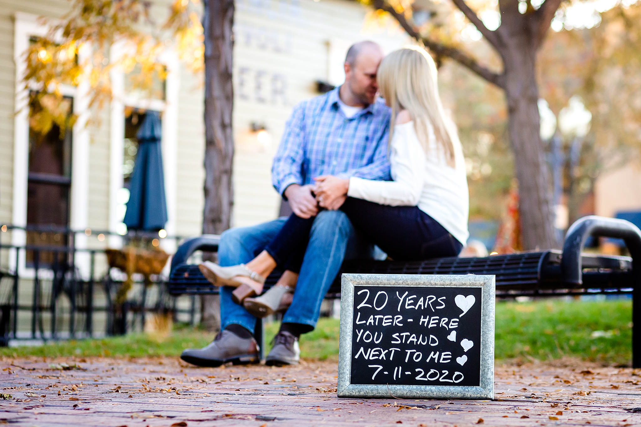 Engaged couple sitting on a park bench during their Colorado engagement session. Kelli & Jason’s Sweet Cow Ice Cream and Davidson Mesa Fall Engagement Session by Colorado Engagement Photographer, Jennifer Garza. Colorado Engagement Photographer, Colorado Engagement Photography, Sweet Cow Engagement Session, Davidson Mesa Engagement Session, Colorado Fall Engagement Photos, Fall Engagement Photography, Mountain Engagement Photographer, Colorado Wedding, Colorado Bride, MagMod