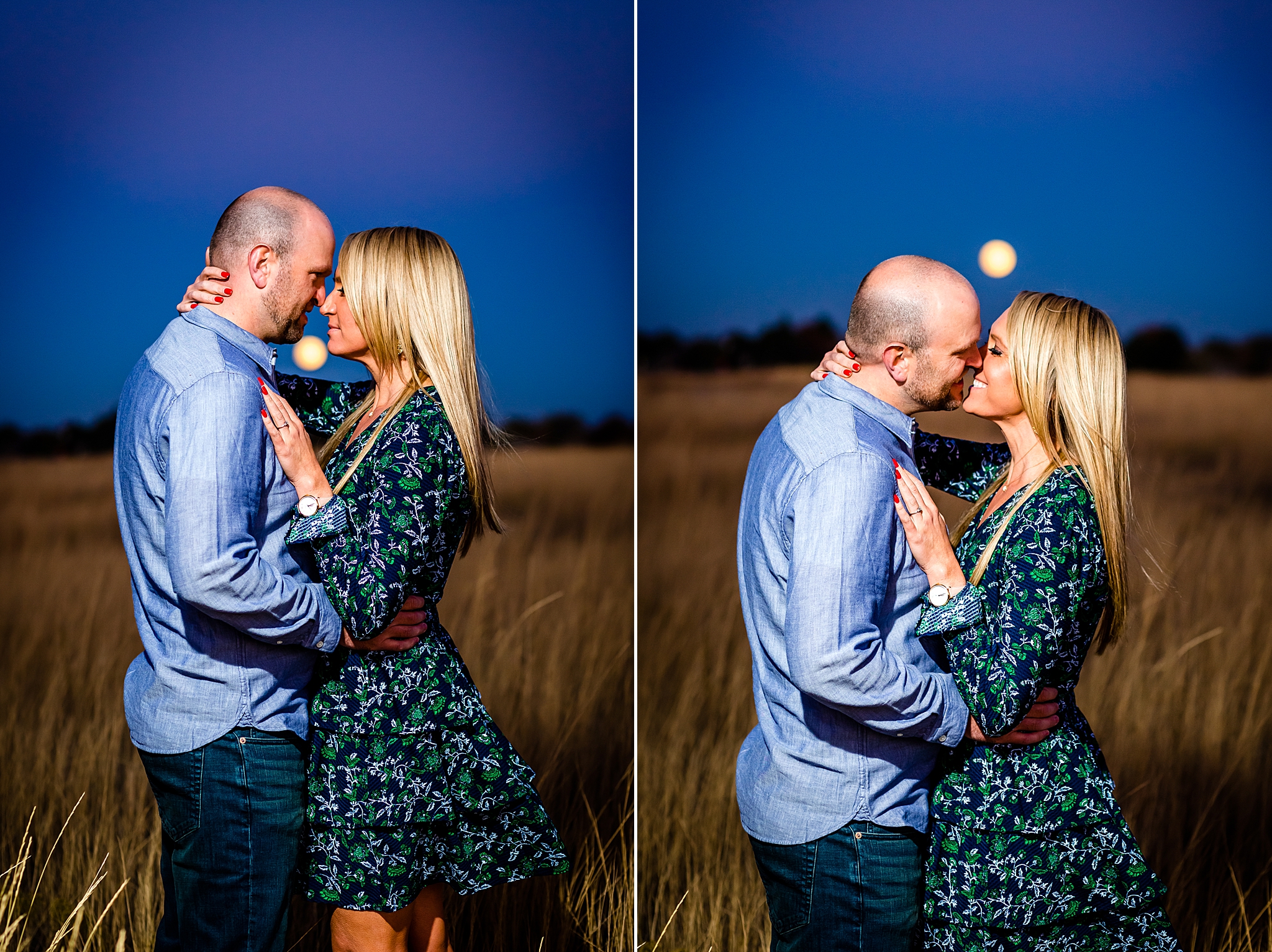 Engaged couple hugging with the moon rising behind them during their Colorado engagement session. Kelli & Jason’s Sweet Cow Ice Cream and Davidson Mesa Fall Engagement Session by Colorado Engagement Photographer, Jennifer Garza. Colorado Engagement Photographer, Colorado Engagement Photography, Sweet Cow Engagement Session, Davidson Mesa Engagement Session, Colorado Fall Engagement Photos, Fall Engagement Photography, Mountain Engagement Photographer, Colorado Wedding, Colorado Bride, MagMod