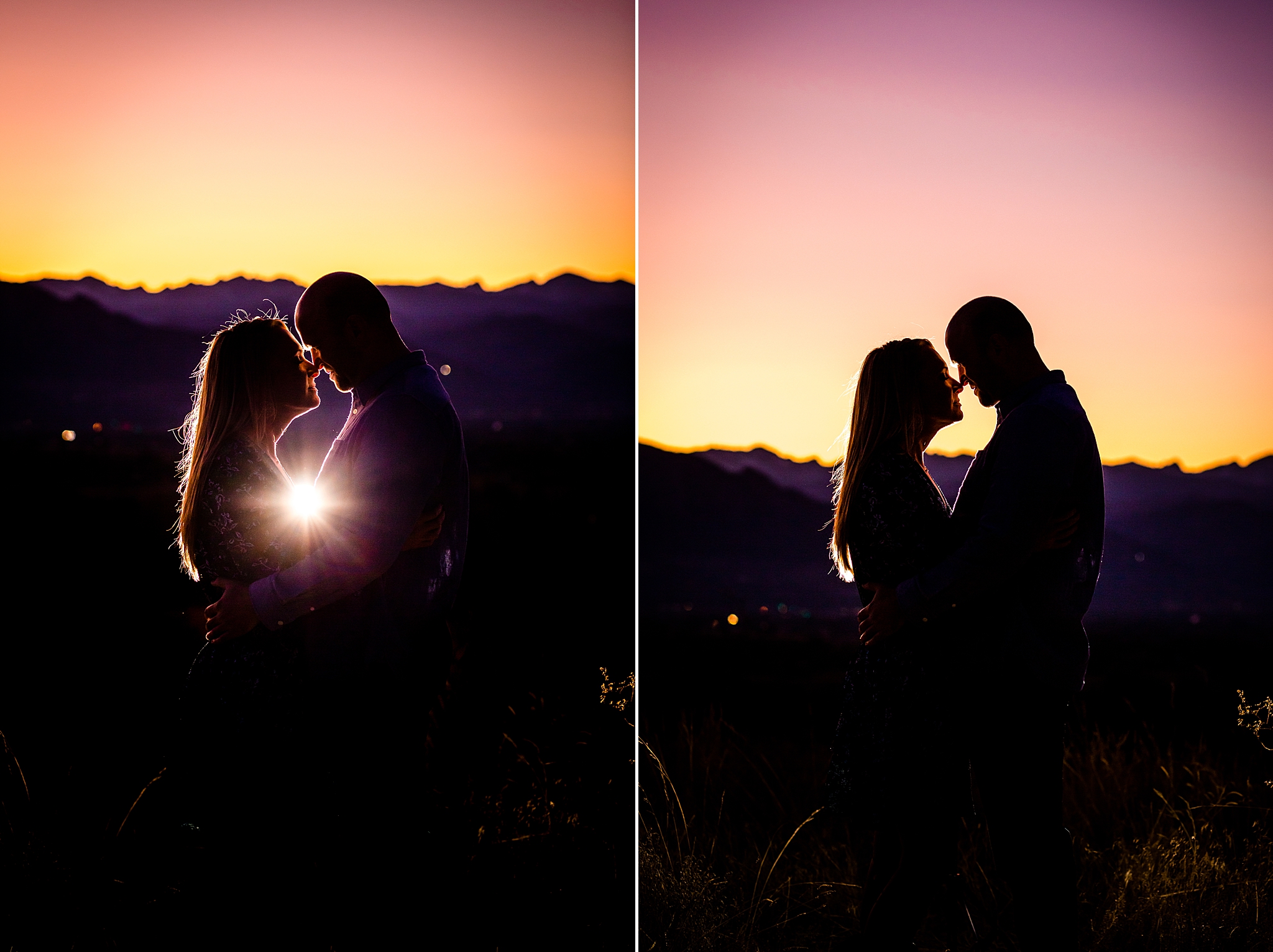 Silhouette photo of engaged couple embracing at sunset during their Colorado engagement session. Kelli & Jason’s Sweet Cow Ice Cream and Davidson Mesa Fall Engagement Session by Colorado Engagement Photographer, Jennifer Garza. Colorado Engagement Photographer, Colorado Engagement Photography, Sweet Cow Engagement Session, Davidson Mesa Engagement Session, Colorado Fall Engagement Photos, Fall Engagement Photography, Mountain Engagement Photographer, Colorado Wedding, Colorado Bride, MagMod