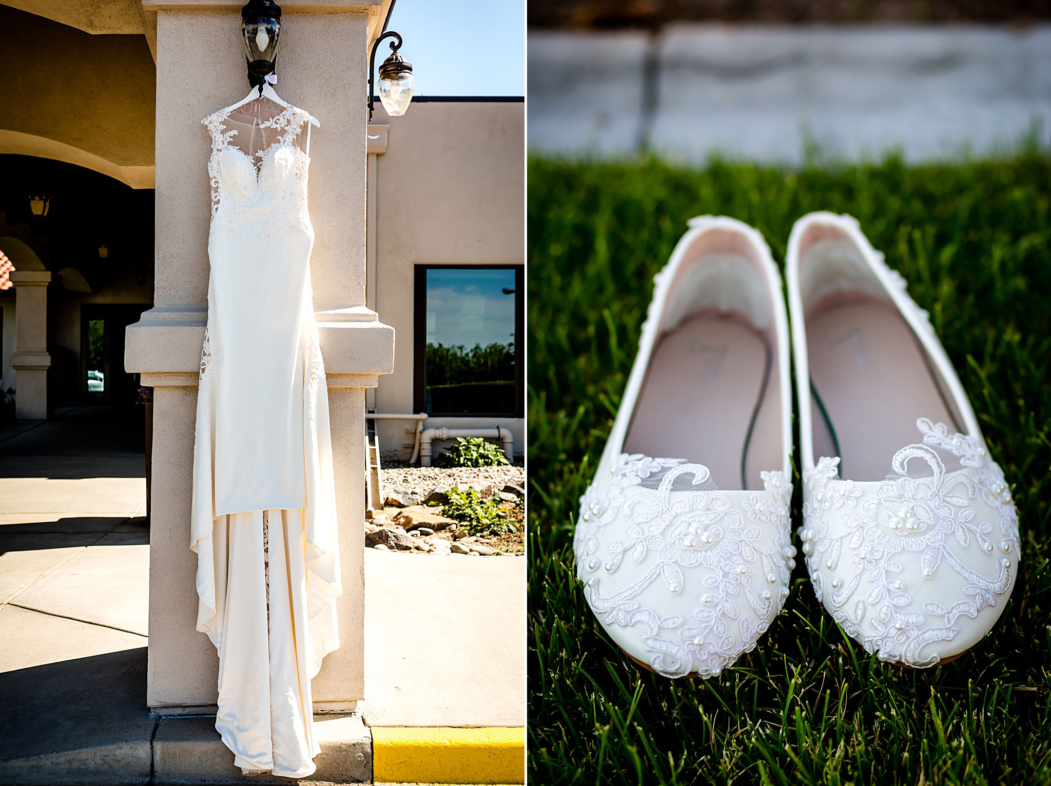 Wedding dress and shoes. Kelli & Jason's golf course wedding at The Ranch Country Club by Colorado Wedding Photographer Jennifer Garza, Small wedding ideas, Intimate wedding, Golf Course Wedding, Country Club Wedding, Summer Wedding, Golf Wedding, Wedding planning, Colorado Wedding Photographer, Colorado Elopement Photographer, Colorado Elopement, Colorado Wedding, Elope in Colorado, Denver Wedding Photographer, Denver Wedding, Wedding Inspiration, Summer Wedding Inspiration, Colorado Bride