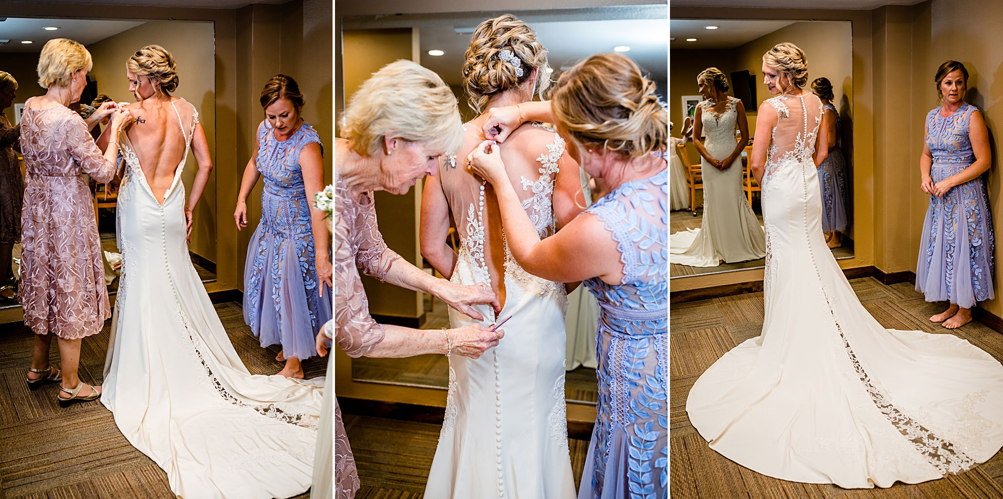 Bride putting her dress on. Kelli & Jason's golf course wedding at The Ranch Country Club by Colorado Wedding Photographer Jennifer Garza, Small wedding ideas, Intimate wedding, Golf Course Wedding, Country Club Wedding, Summer Wedding, Golf Wedding, Wedding planning, Colorado Wedding Photographer, Colorado Elopement Photographer, Colorado Elopement, Colorado Wedding, Elope in Colorado, Denver Wedding Photographer, Denver Wedding, Wedding Inspiration, Summer Wedding Inspiration, Colorado Bride