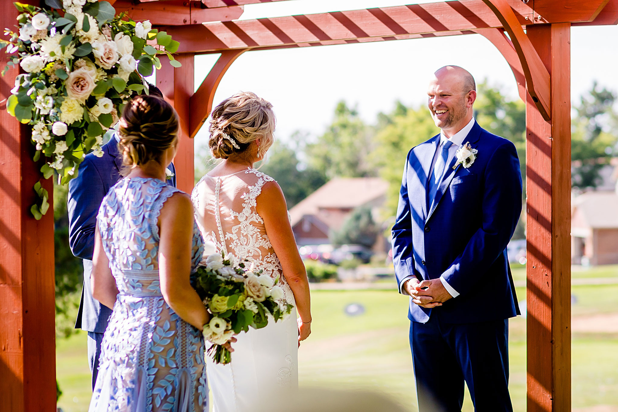 Groom & Bride standing at the alter. Kelli & Jason's golf course wedding at The Ranch Country Club by Colorado Wedding Photographer Jennifer Garza, Small wedding ideas, Intimate wedding, Golf Course Wedding, Country Club Wedding, Summer Wedding, Golf Wedding, Wedding planning, Colorado Wedding Photographer, Colorado Elopement Photographer, Colorado Elopement, Colorado Wedding, Denver Wedding Photographer, Denver Wedding, Wedding Inspiration, Summer Wedding Inspiration, Covid Wedding