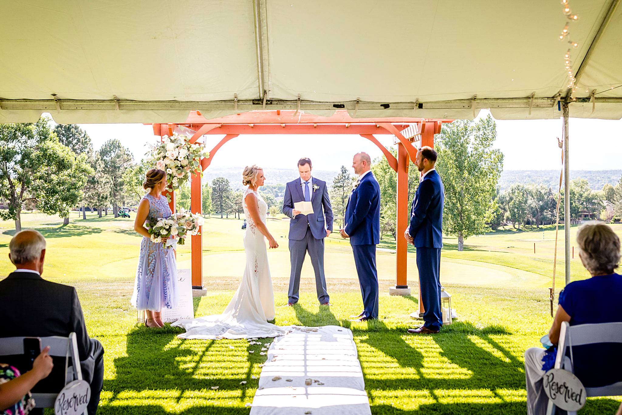 Groom & Bride standing at the alter. Kelli & Jason's golf course wedding at The Ranch Country Club by Colorado Wedding Photographer Jennifer Garza, Small wedding ideas, Intimate wedding, Golf Course Wedding, Country Club Wedding, Summer Wedding, Golf Wedding, Wedding planning, Colorado Wedding Photographer, Colorado Elopement Photographer, Colorado Elopement, Colorado Wedding, Denver Wedding Photographer, Denver Wedding, Wedding Inspiration, Summer Wedding Inspiration, Covid Wedding