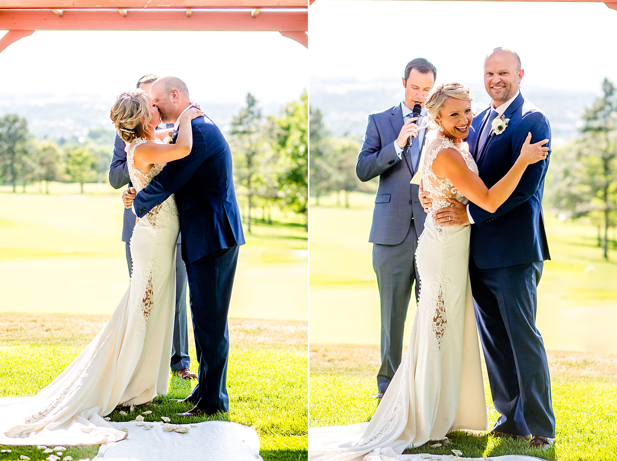 First Kiss between Bride and Groom. Kelli & Jason's golf course wedding at The Ranch Country Club by Colorado Wedding Photographer Jennifer Garza, Small wedding ideas, Intimate wedding, Golf Course Wedding, Country Club Wedding, Summer Wedding, Golf Wedding, Wedding planning, Colorado Wedding Photographer, Colorado Elopement Photographer, Colorado Elopement, Colorado Wedding, Denver Wedding Photographer, Denver Wedding, Wedding Inspiration, Summer Wedding Inspiration, Covid Wedding