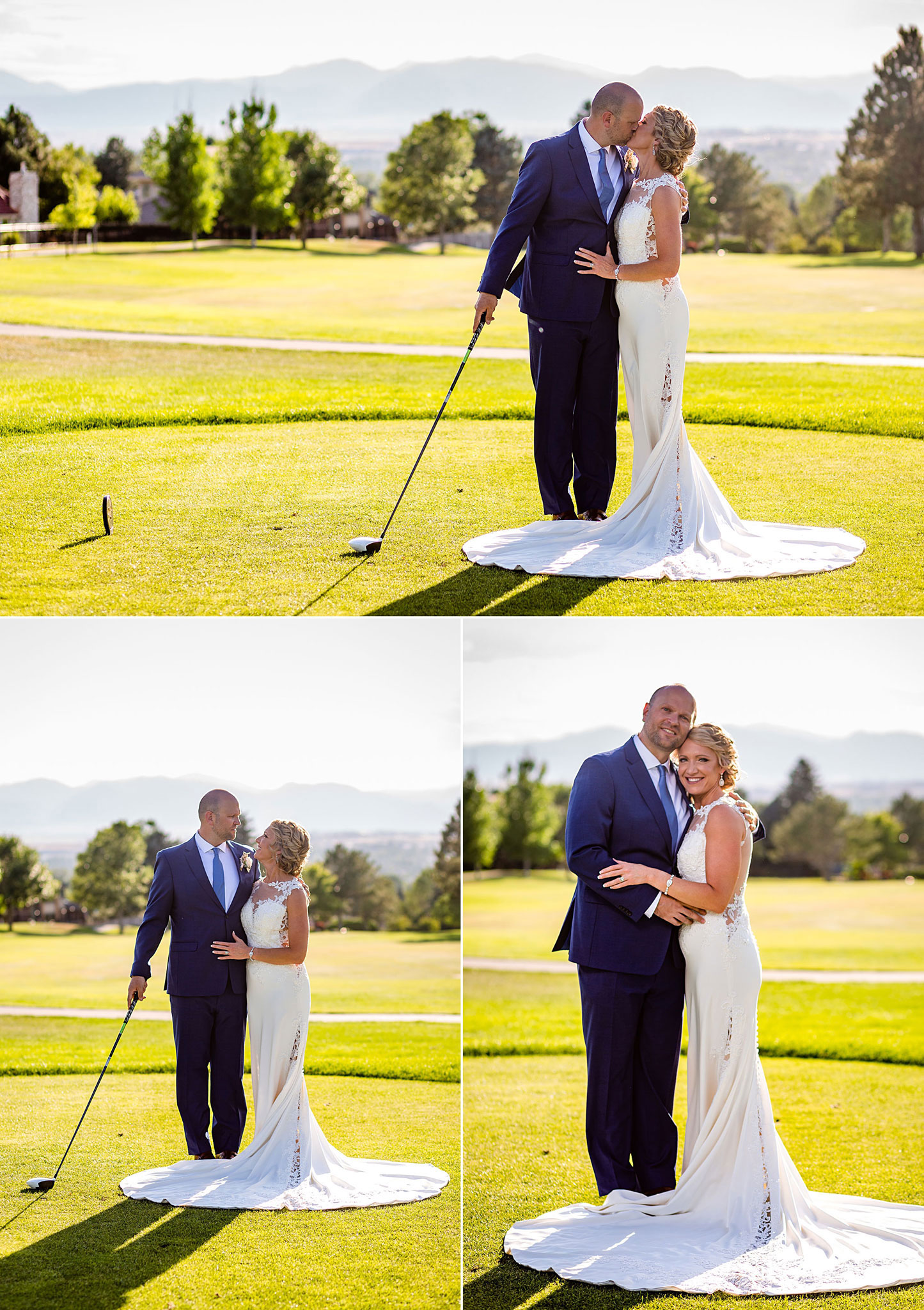 Bride and Groom embracing on the golf course. Kelli & Jason's golf course wedding at The Ranch Country Club by Colorado Wedding Photographer Jennifer Garza, Small wedding ideas, Intimate wedding, Golf Course Wedding, Country Club Wedding, Summer Wedding, Golf Wedding, Wedding planning, Colorado Wedding Photographer, Colorado Elopement Photographer, Colorado Elopement, Colorado Wedding, Denver Wedding Photographer, Denver Wedding, Wedding Inspiration, Summer Wedding Inspiration, Covid Wedding
