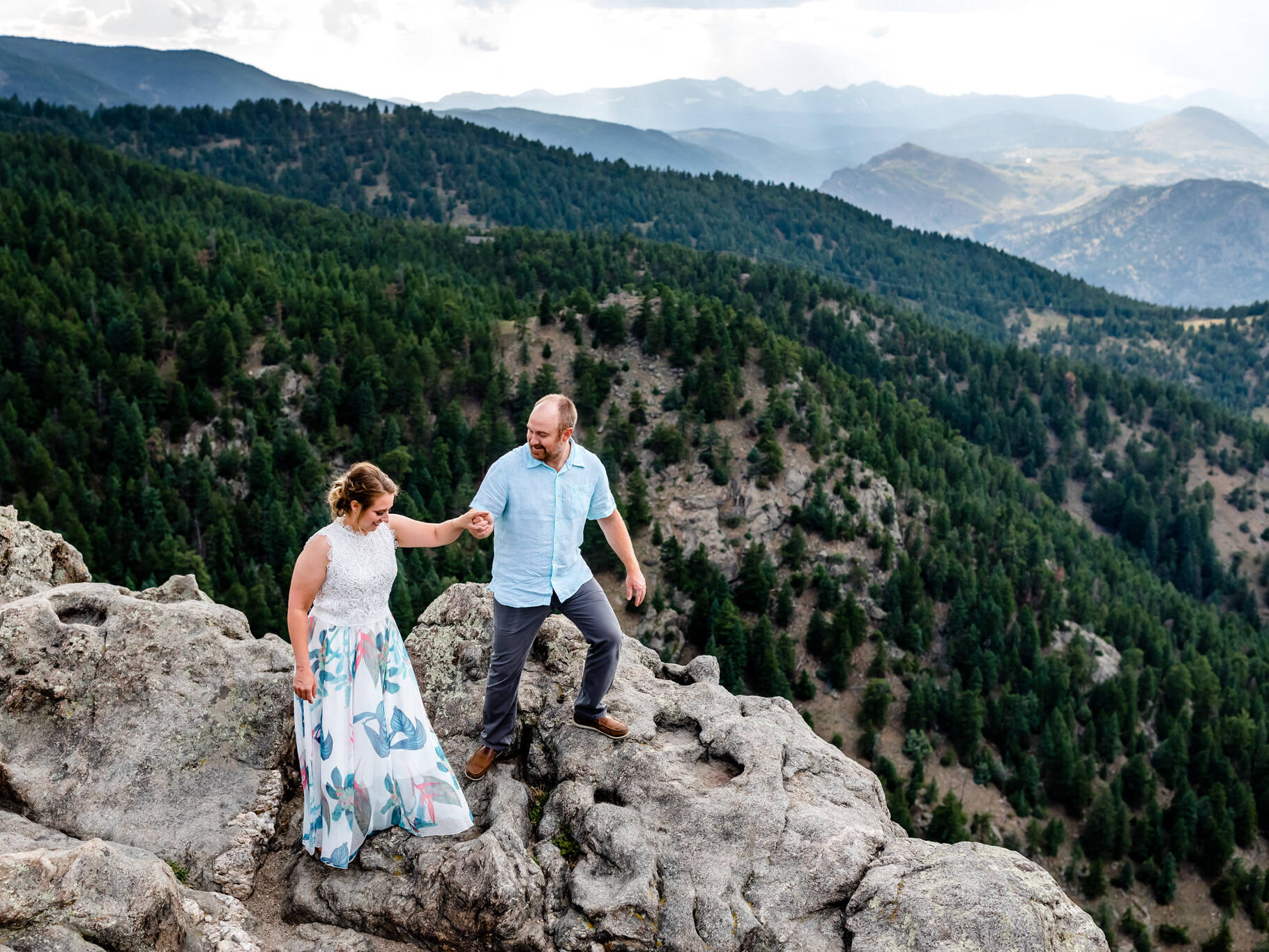 Taylor helping Lauren walk across the mountain ridge on top of Lost Gulch Overlook. Mountain Fall Engagement Session by Colorado Engagement Photographer, Jennifer Garza. Colorado Fall Engagement, Colorado Fall Engagement Photos, Fall Engagement Photography, Fall Engagement Photos, Colorado Engagement Photographer, Colorado Engagement Photography, Mountain Engagement Photographer, Mountain Engagement, Mountain Engagement Photos, Rocky Mountain Bride, Wedding Inspo, Wedding Season, Colorado Wedding, Colorado Bride, Bride to Be, Couples Goals