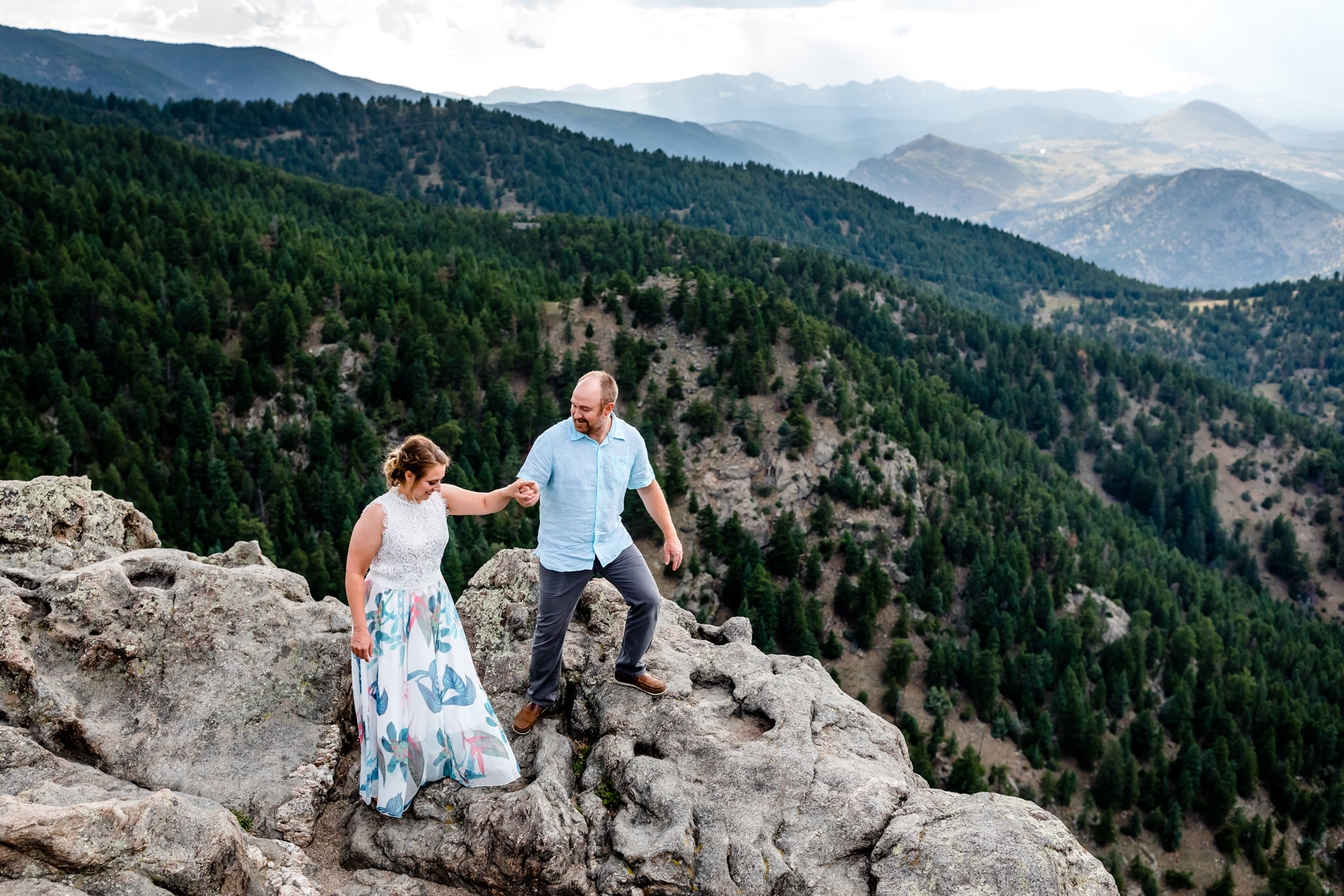 Taylor helping Lauren walk across the mountain ridge on top of Lost Gulch Overlook. Mountain Fall Engagement Session by Colorado Engagement Photographer, Jennifer Garza. Colorado Fall Engagement, Colorado Fall Engagement Photos, Fall Engagement Photography, Fall Engagement Photos, Colorado Engagement Photographer, Colorado Engagement Photography, Mountain Engagement Photographer, Mountain Engagement, Mountain Engagement Photos, Rocky Mountain Bride, Wedding Inspo, Wedding Season, Colorado Wedding, Colorado Bride, Bride to Be, Couples Goals