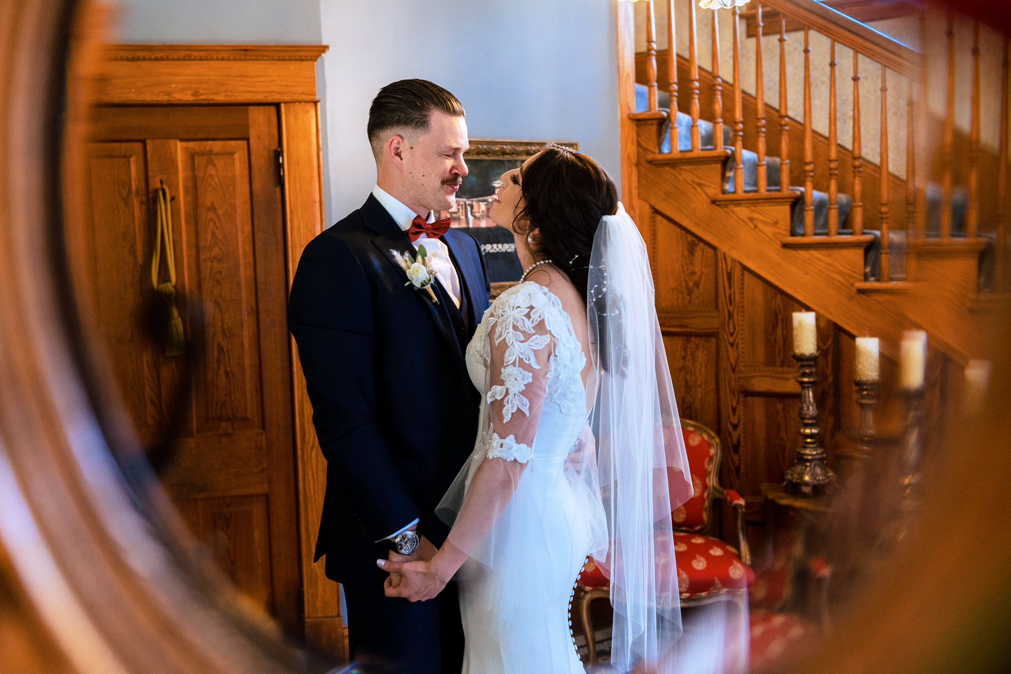 Bride & Groom seeing each other for the first time for Haley & Gytenis' Summer Wedding at The McCreery House by Colorado Wedding Photographer, Jennifer Garza.