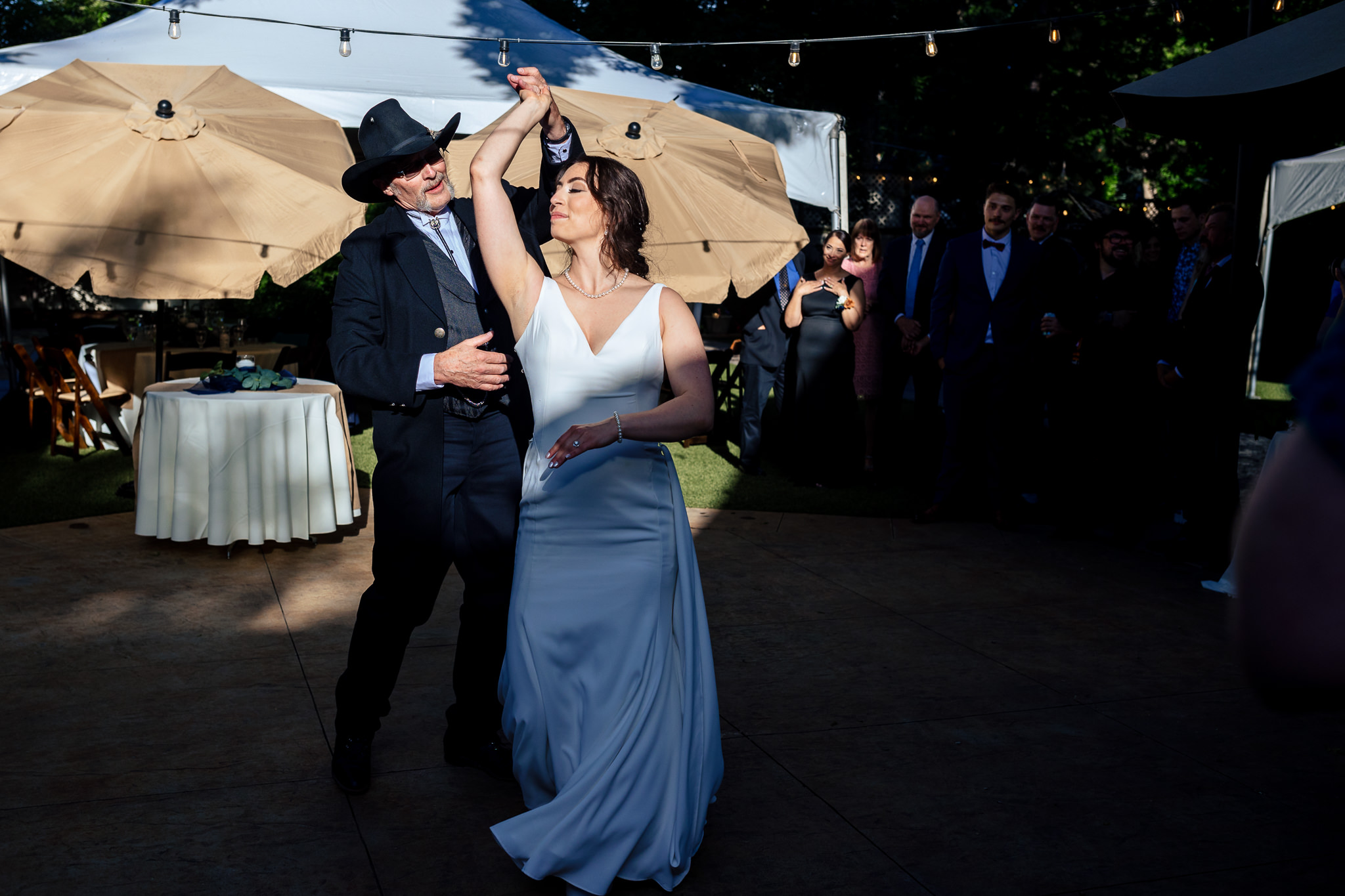 Bride & her father dancing for the Father, Daughter Dance for Haley & Gytenis' Summer Wedding at The McCreery House by Colorado Wedding Photographer, Jennifer Garza.
